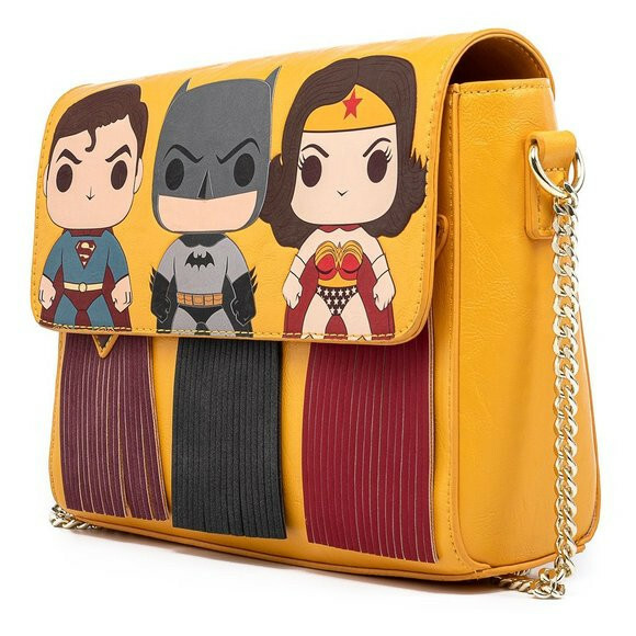Loungefly DC Comics Superman Batman Wonder Woman POP Crossbody Bag Purse NEW