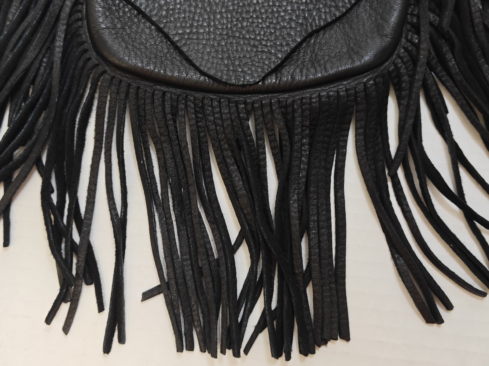 Cactus Mountain Designs Handmade Black Leather Fringed Loop Clasp Pouch Bag