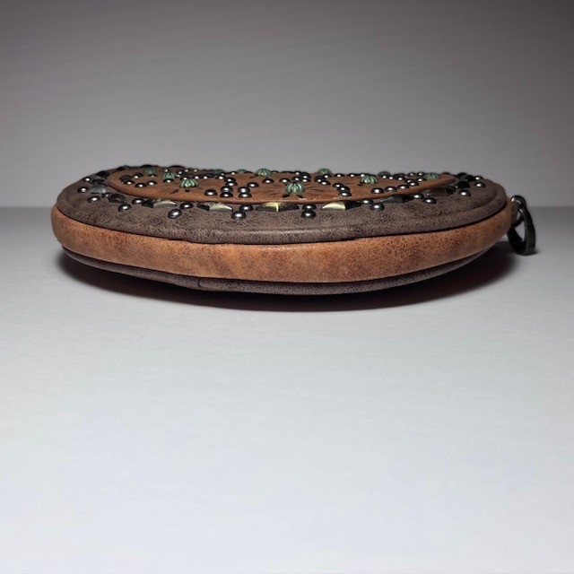 Montana West Womens Brown Round Bag Purse Rivets NO STRAP & MISSING strap holder