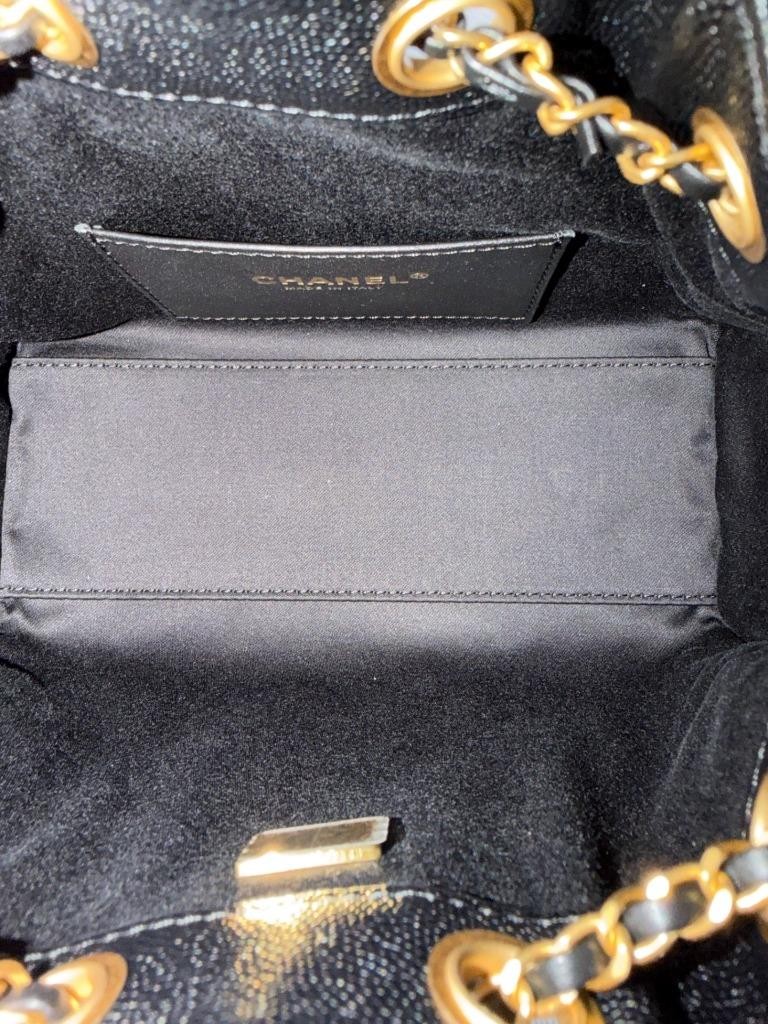 Chanel Mini 25 Hobo Bag Black Caviar Antique Gold Hardware 26S