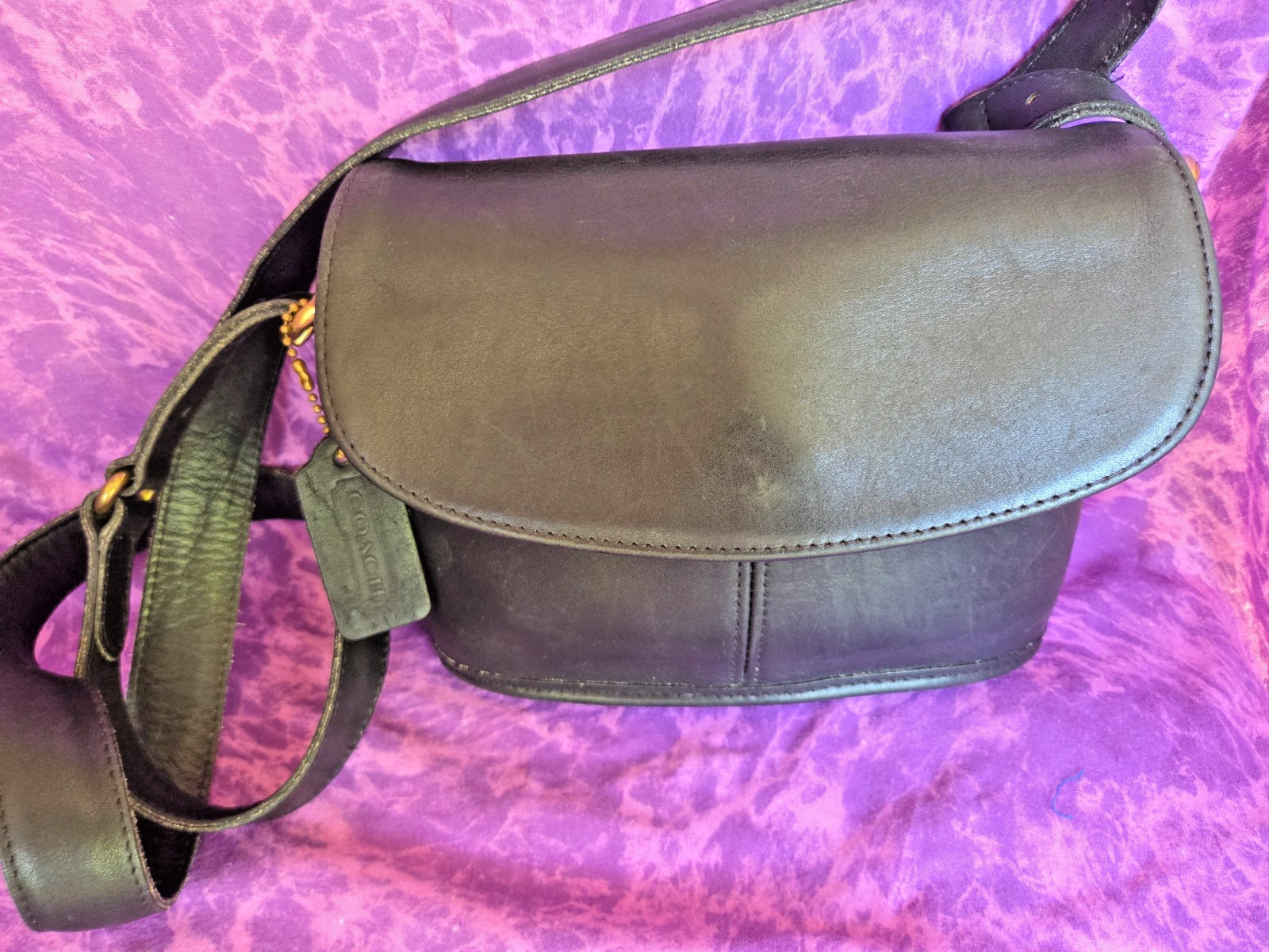 90s Vintage Coach Equestrian Small Flap Crossbody Bag 9801 Black