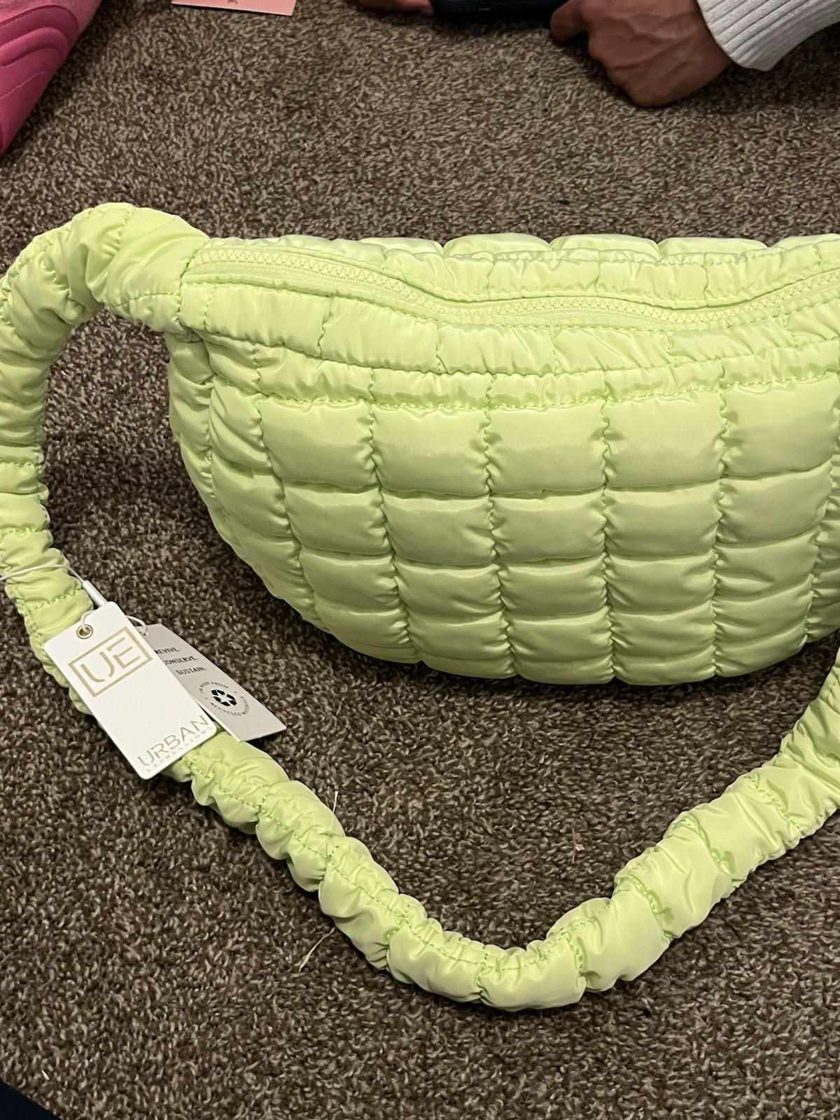 Quilted Puffy Lime Green COS Large Bubble Bag Tote Purse New