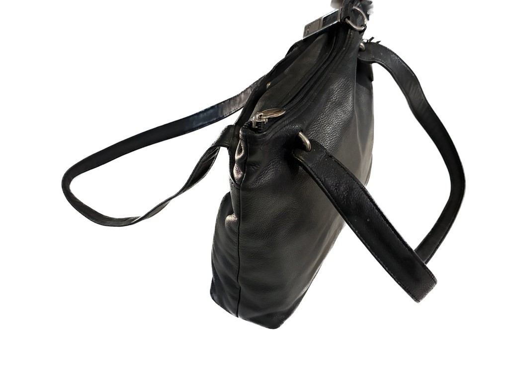 Rolfs Black Leather Shoulder Bag Minimalist 90s Vintage