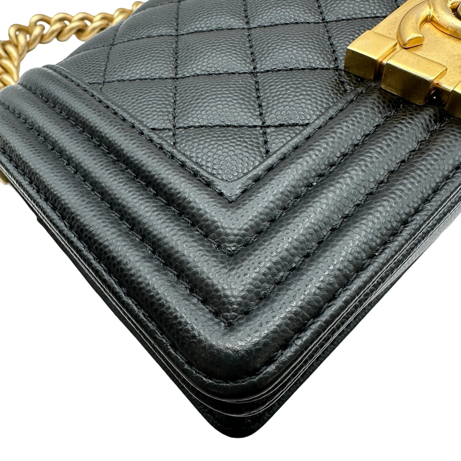 CHANEL Boy Bag 20 Black Caviarskin Shoulder Bag A67085 #OKB6879