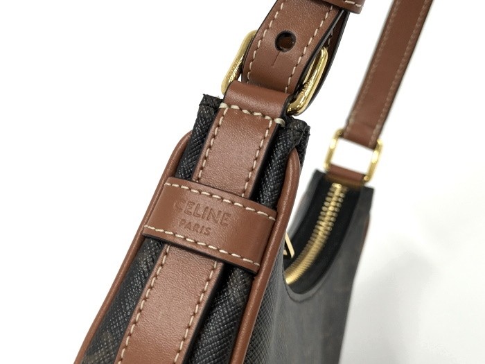 CELINE Ava One Shoulder Bag, Macadam PVC, Black, 193952