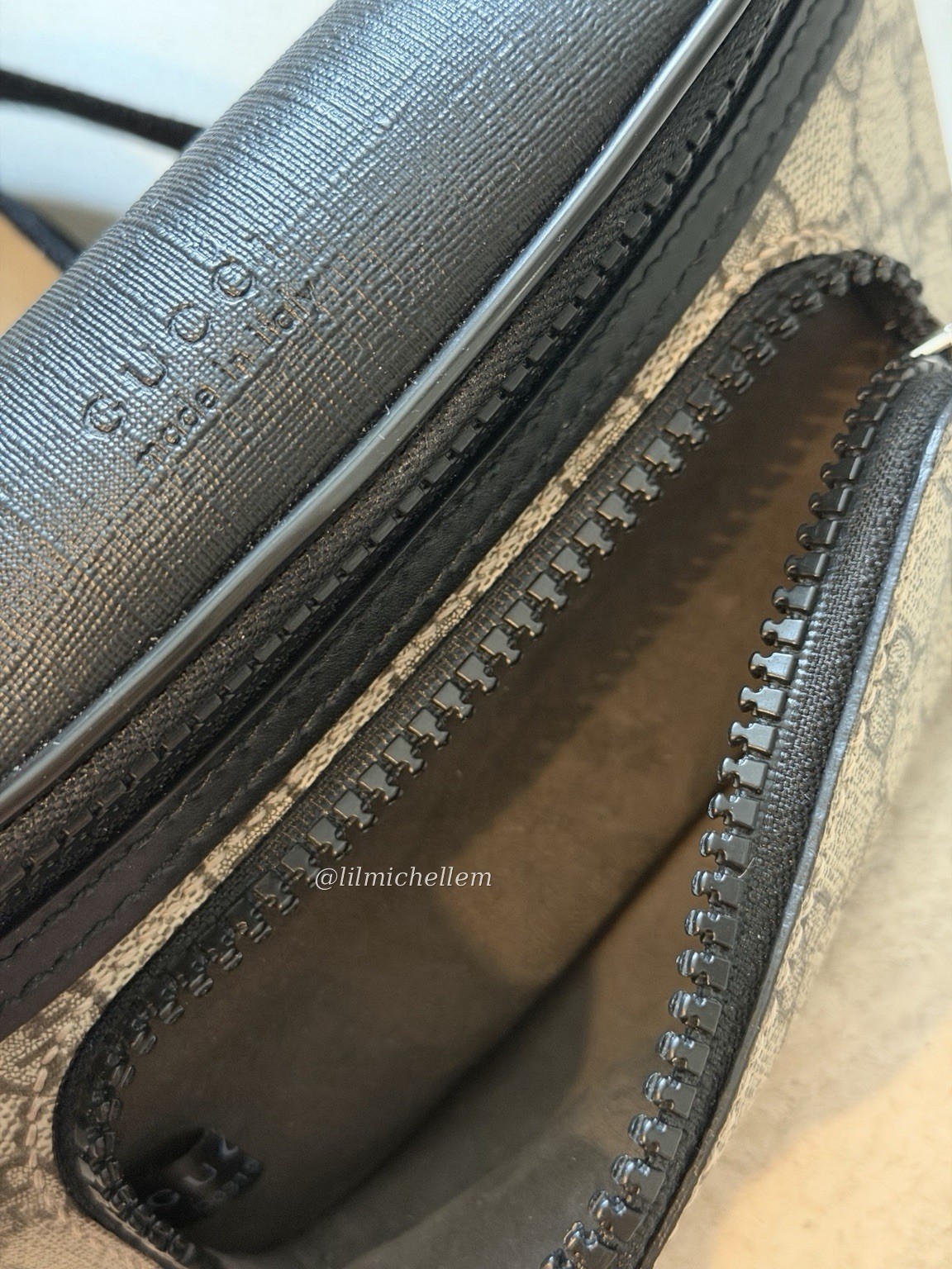 Authentic Gucci GG Supreme Eden Belt Bag Brown Canvas with Black Trim