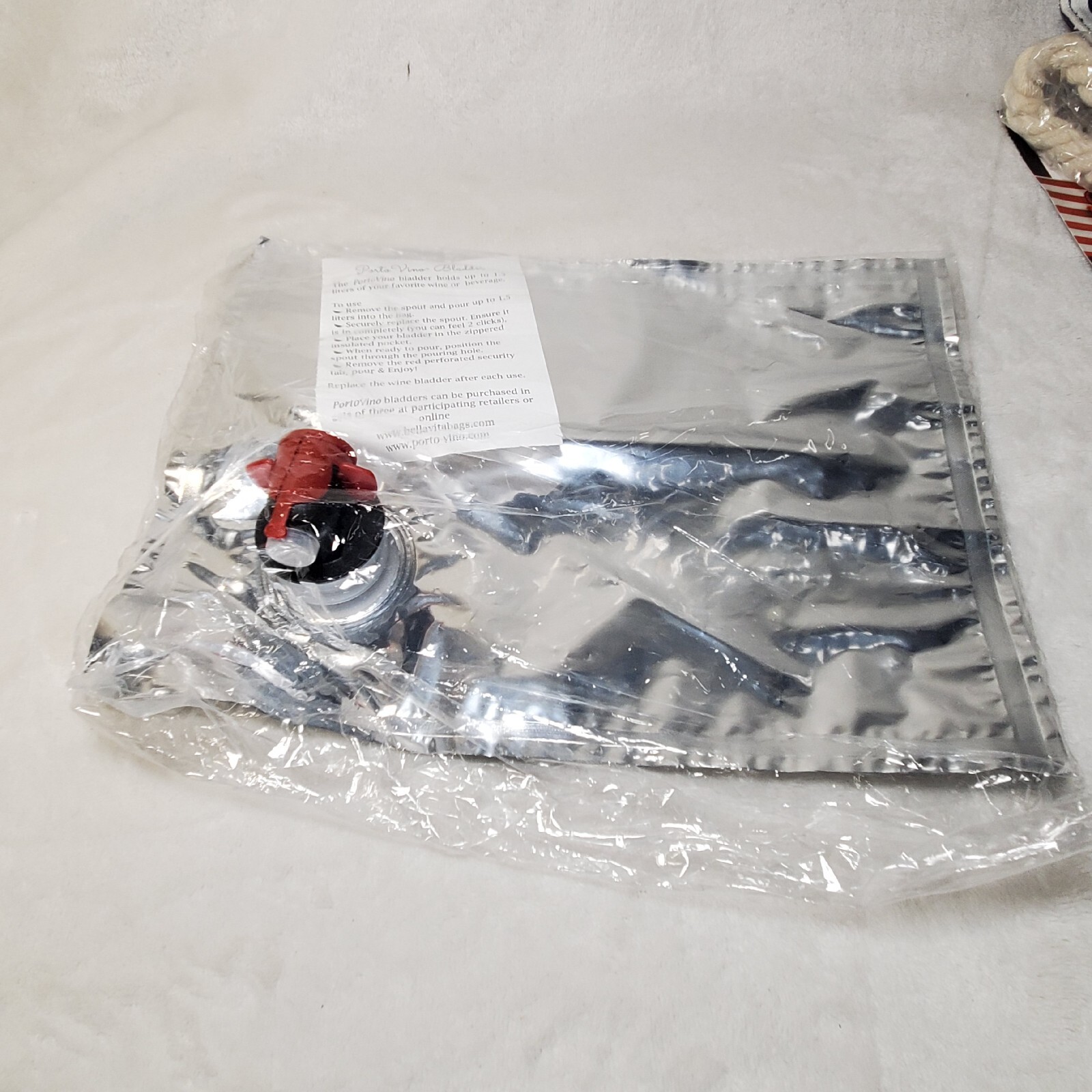 Porto Vino Beach Wine Bag Canvas Blue/White Stripes Holds 2 Bottles Of Wine NWT