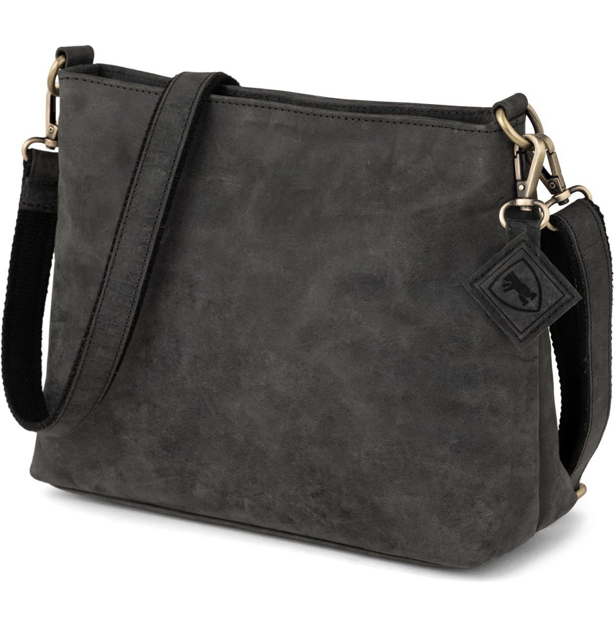 BERLINER BAGS Marbella Vintage Leather Crossbody Handbag, Dark Grey *NEW*