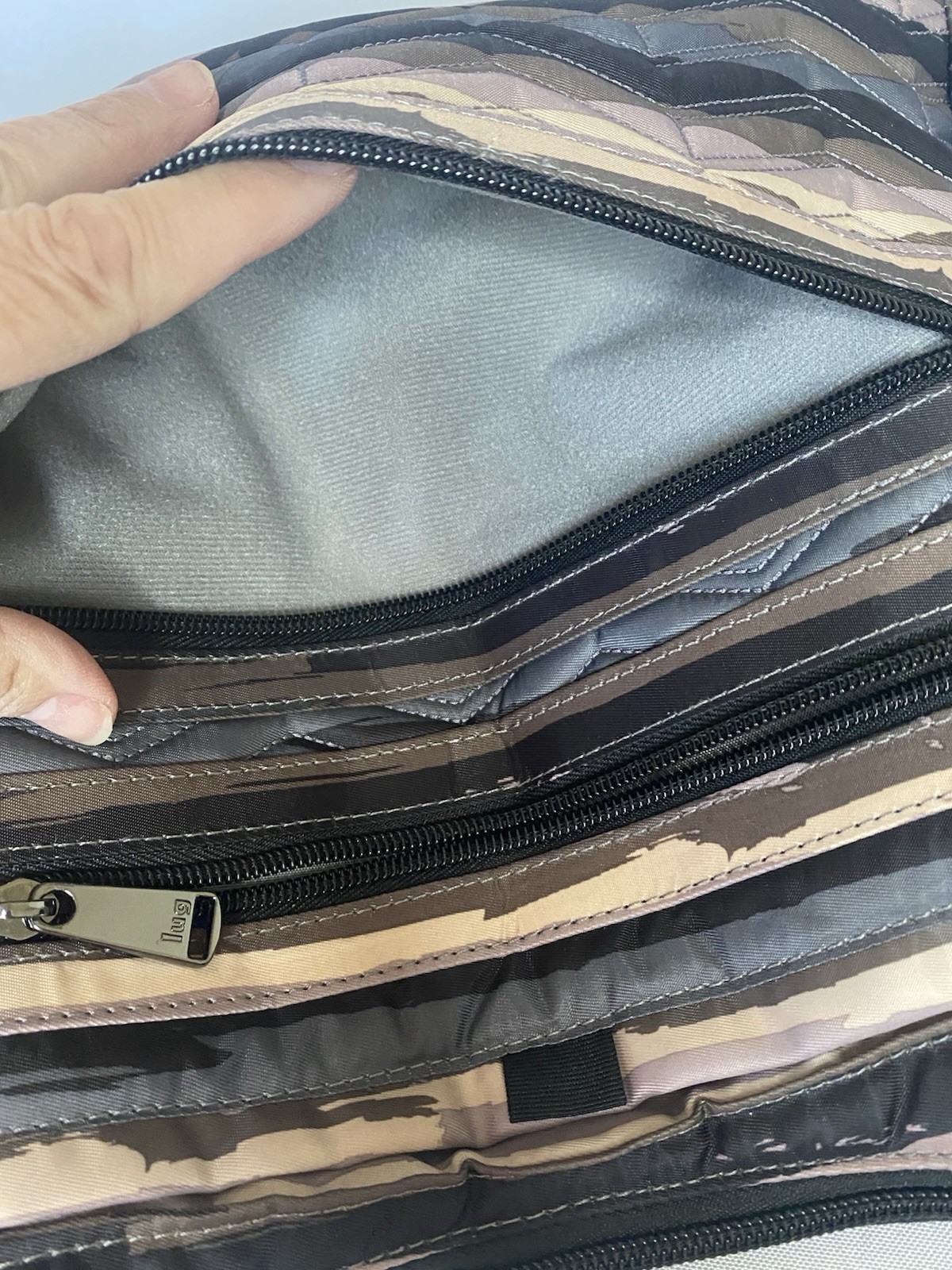 Lug Camper Camouflage Pattern Crossbody RFID Zip Closure Multi Compartment