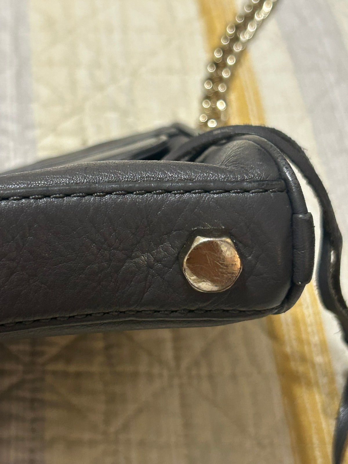 Rebecca Minkoff Mini Mac Crossbody Bag Charcoal Gray Leather Chain Shoulder