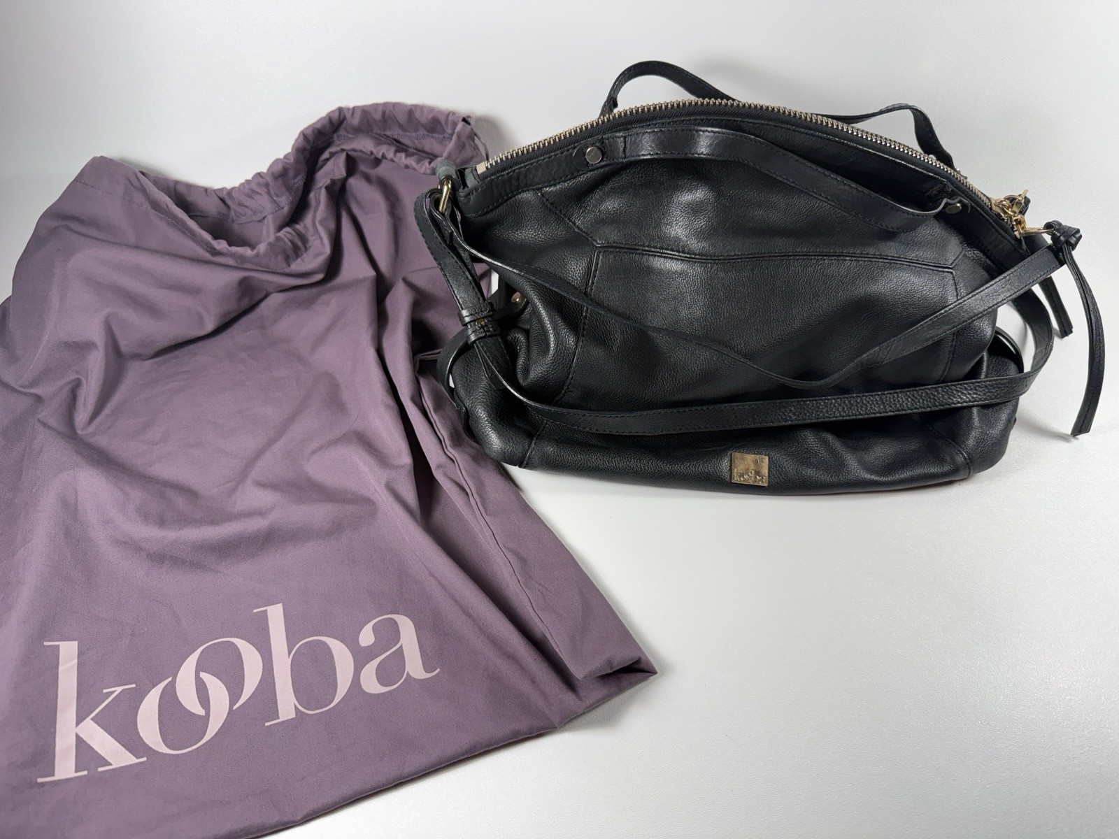 Kooba Slouchy Hobo Handbag Black Leather Gold Hardware Purse Dust Bag READ