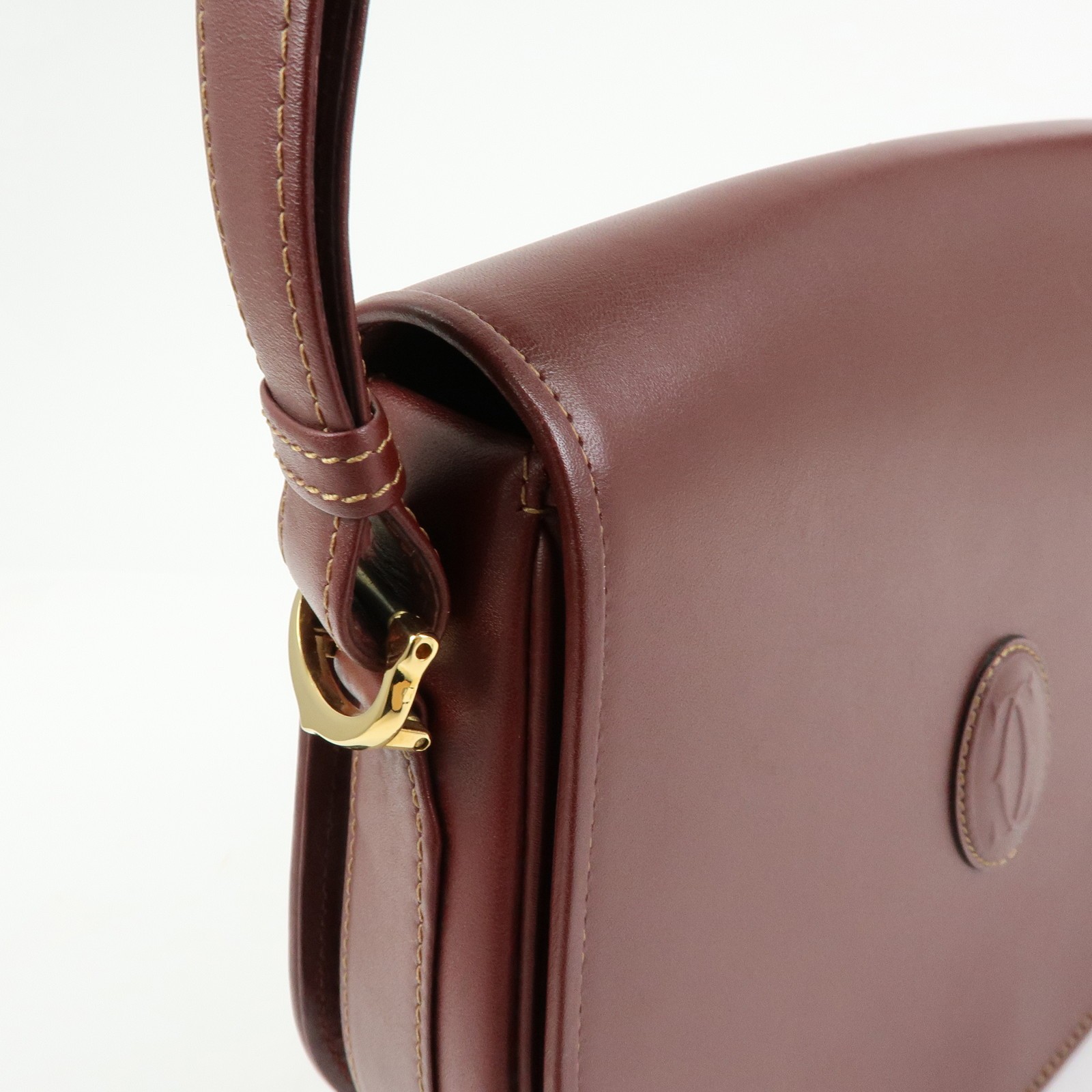 Cartier Must de Cartier Leather Shoulder Bag Crossbody Bag Bordeaux Used F/S