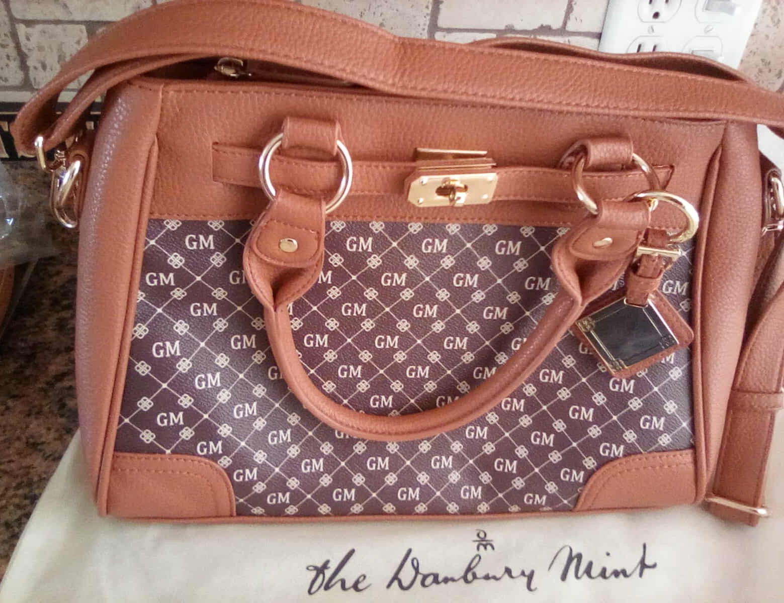 The DANBURY MINT Handbag Purse Bag Womens Brown Personalized GM Initials NEW
