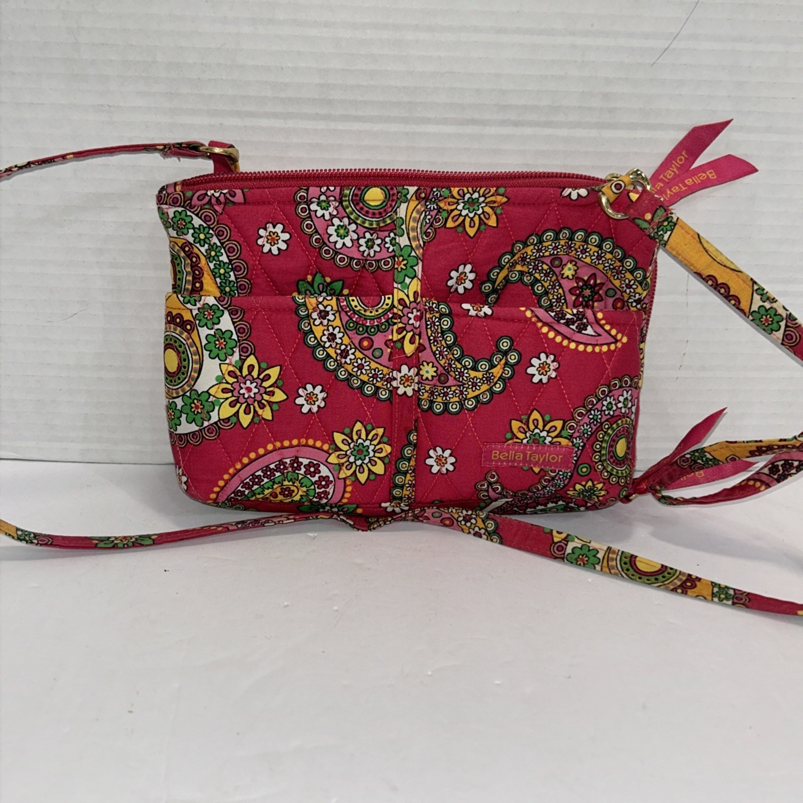 Bella Taylor Crossbody Handbag Jazzberry Rasberry Pink Paisley Quilted Bag Purse