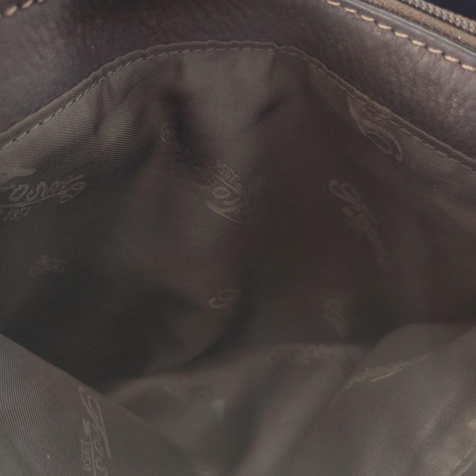 Y2K Fossil 75082 Dark Brown Leather Tote Small Bag Zip Purse Classic 10 Inch