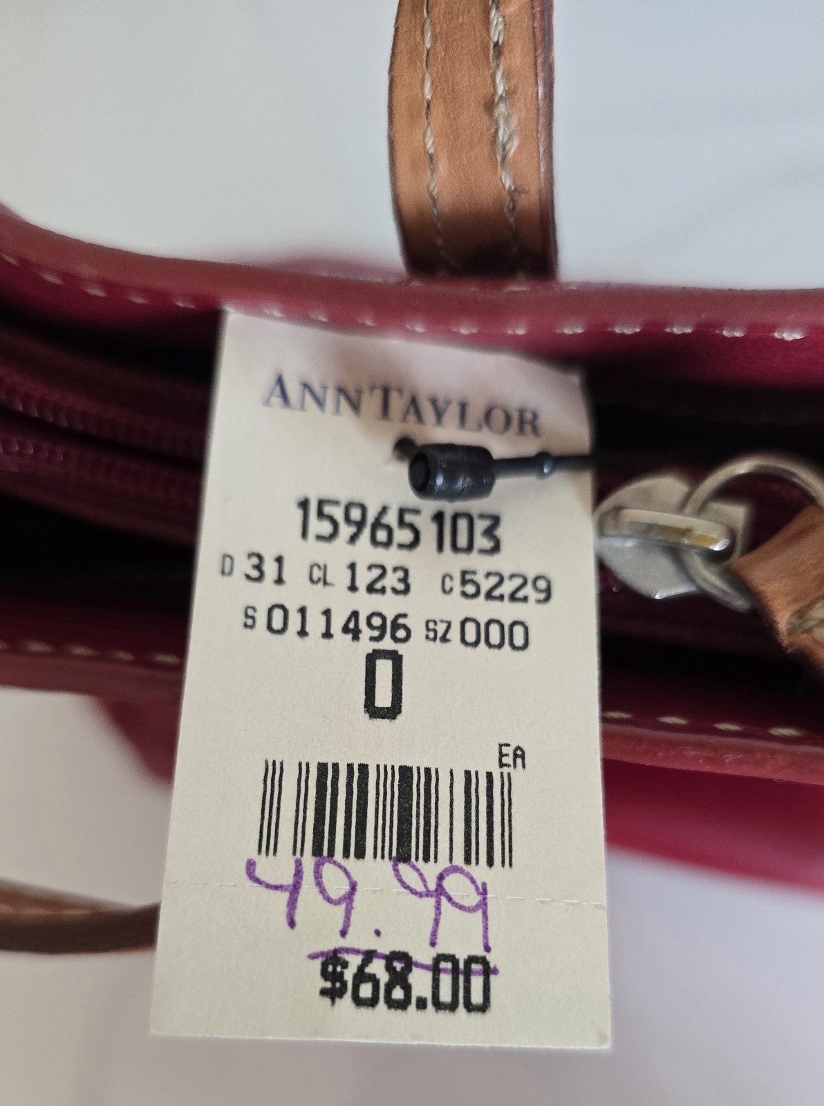 Ann Taylor NWT Red Leather Shoulder Bag Zip Top Handbag Purse