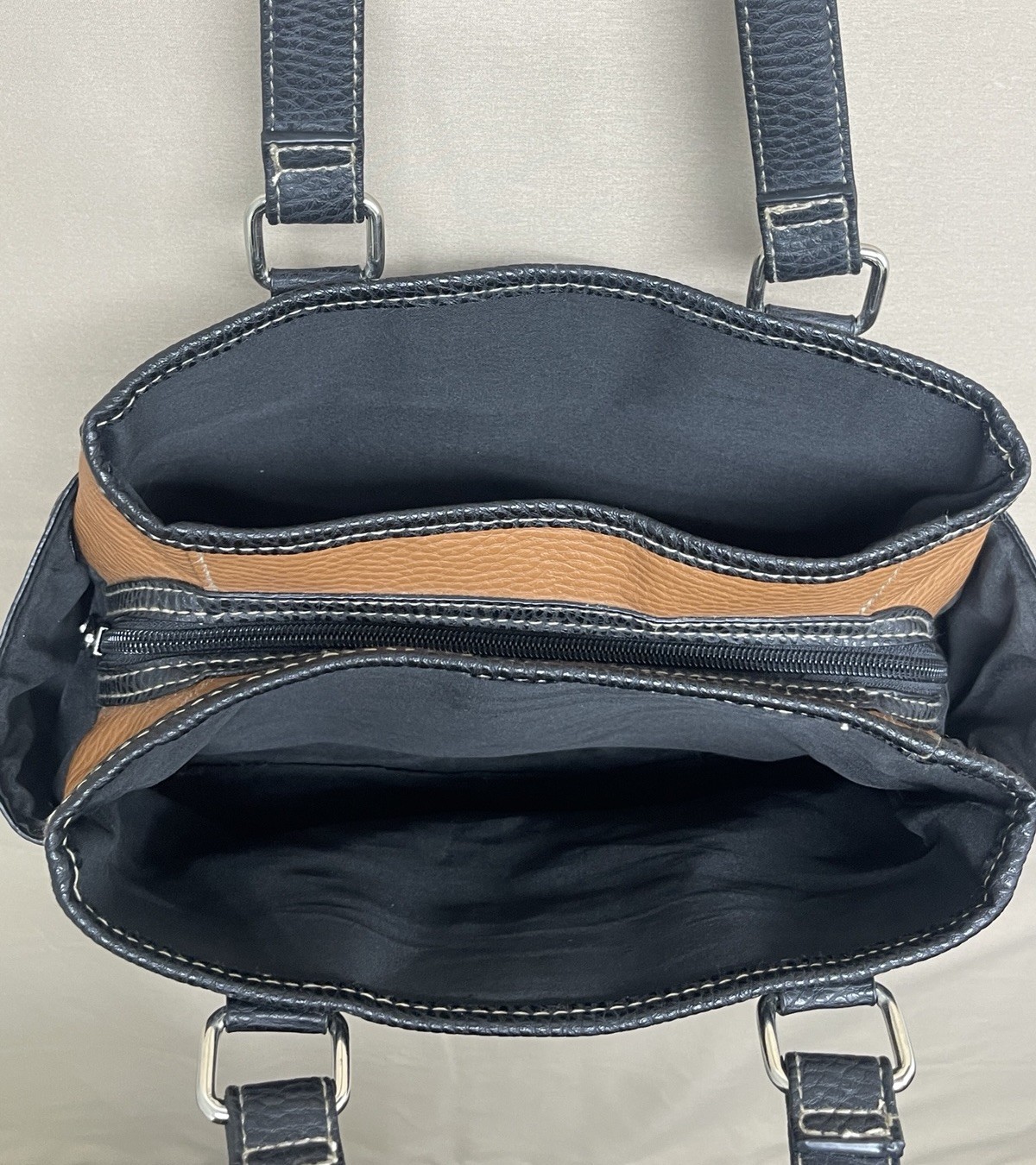 Time & Tru Pebbled Leather Satchel Double Handle Bag Handbag Shoulder Bag Purse