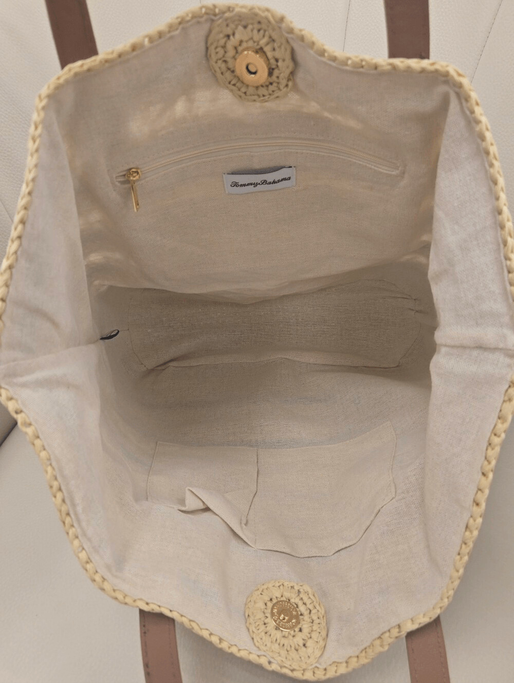 Tommy Bahama Straw Striped Tote Handbag