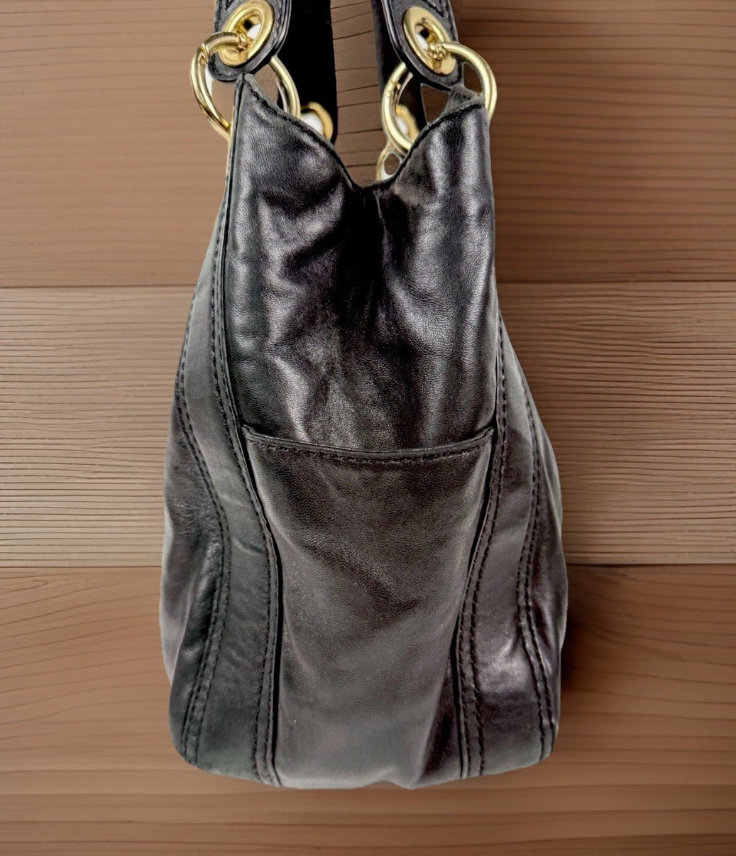 Michael Kors Ludlow Hobo Black Glove Leather Drawstring Shoulder Bag