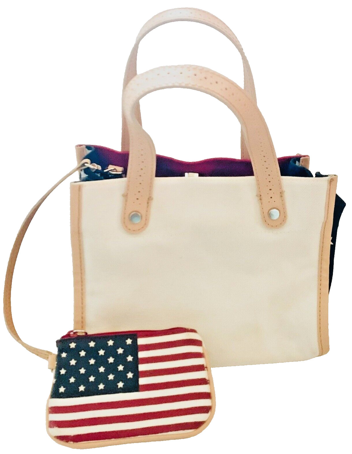 Amanda Smith Red White Blue Small Handbag with Detachable Coin Purse