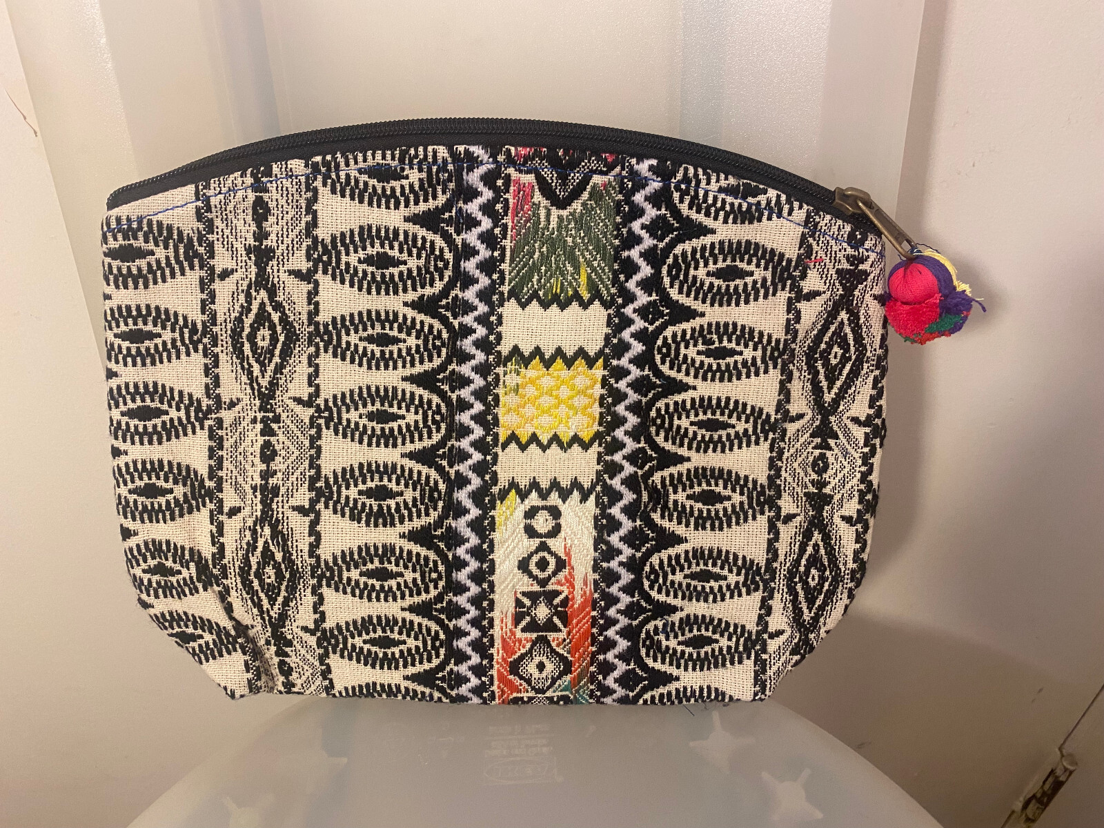 Case Waterproof Cosmetic Toiletry Bag Chevron Black New Hobo Boho Travel #LL