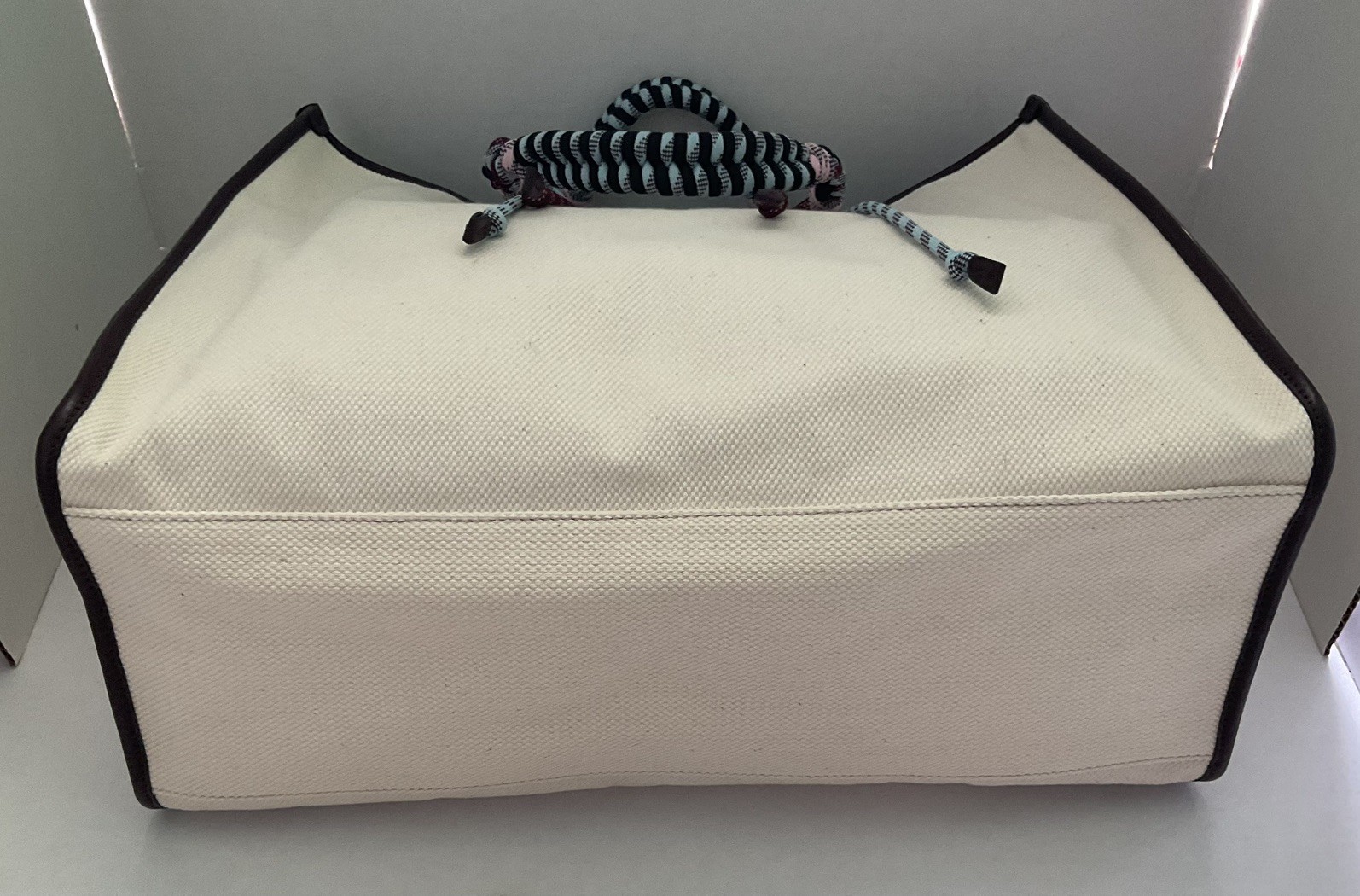 ETRO~Canvas Tote~Embroidered Pegaso Logo~Stripped Rope Handle~Tassel~NWT~$1812