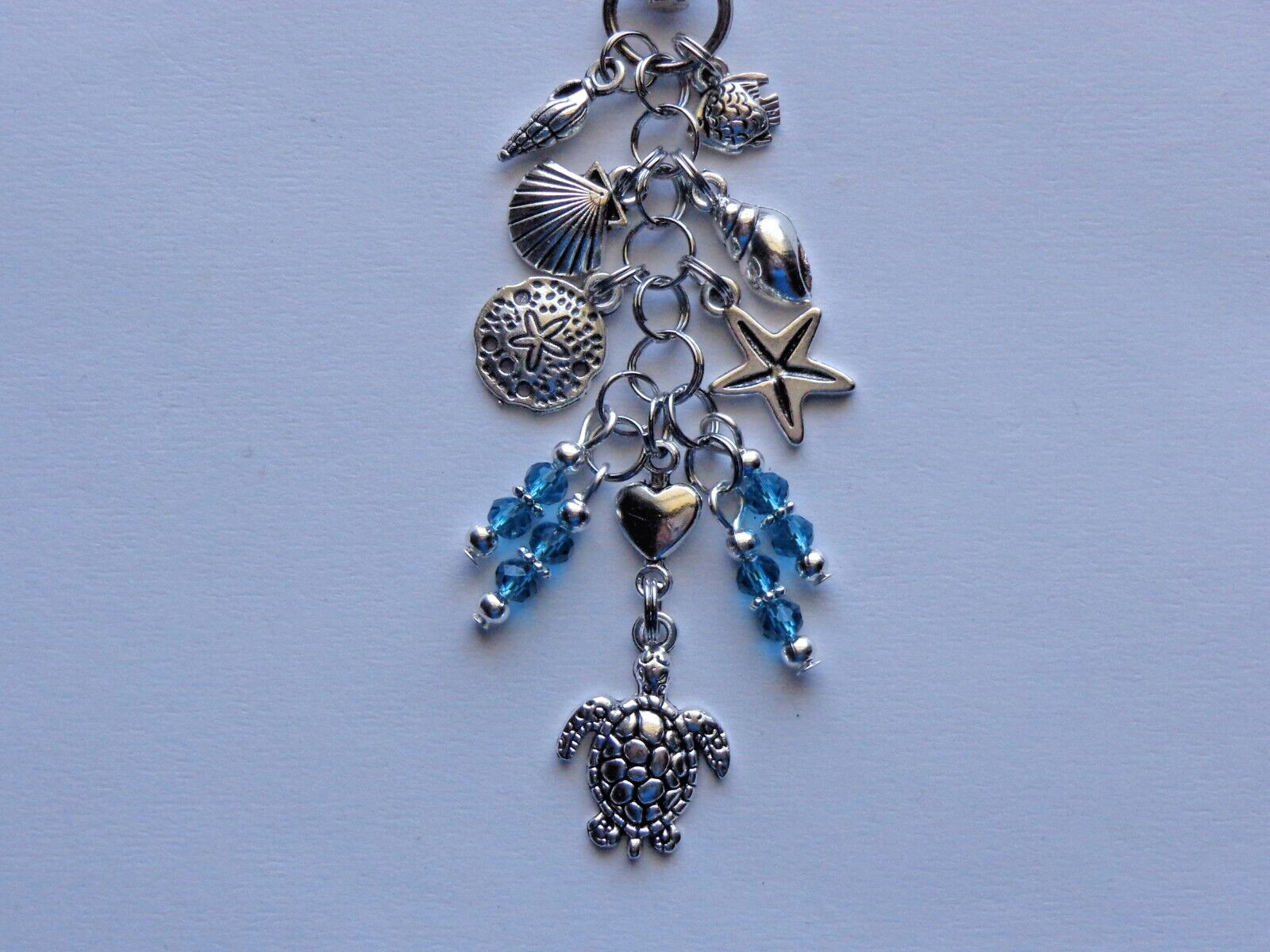 SEA TURTLE NAUTICAL STARFISH SEA SHELL KEY CHAIN PURSE CLIP BAG CHARM FOB ZIPPER
