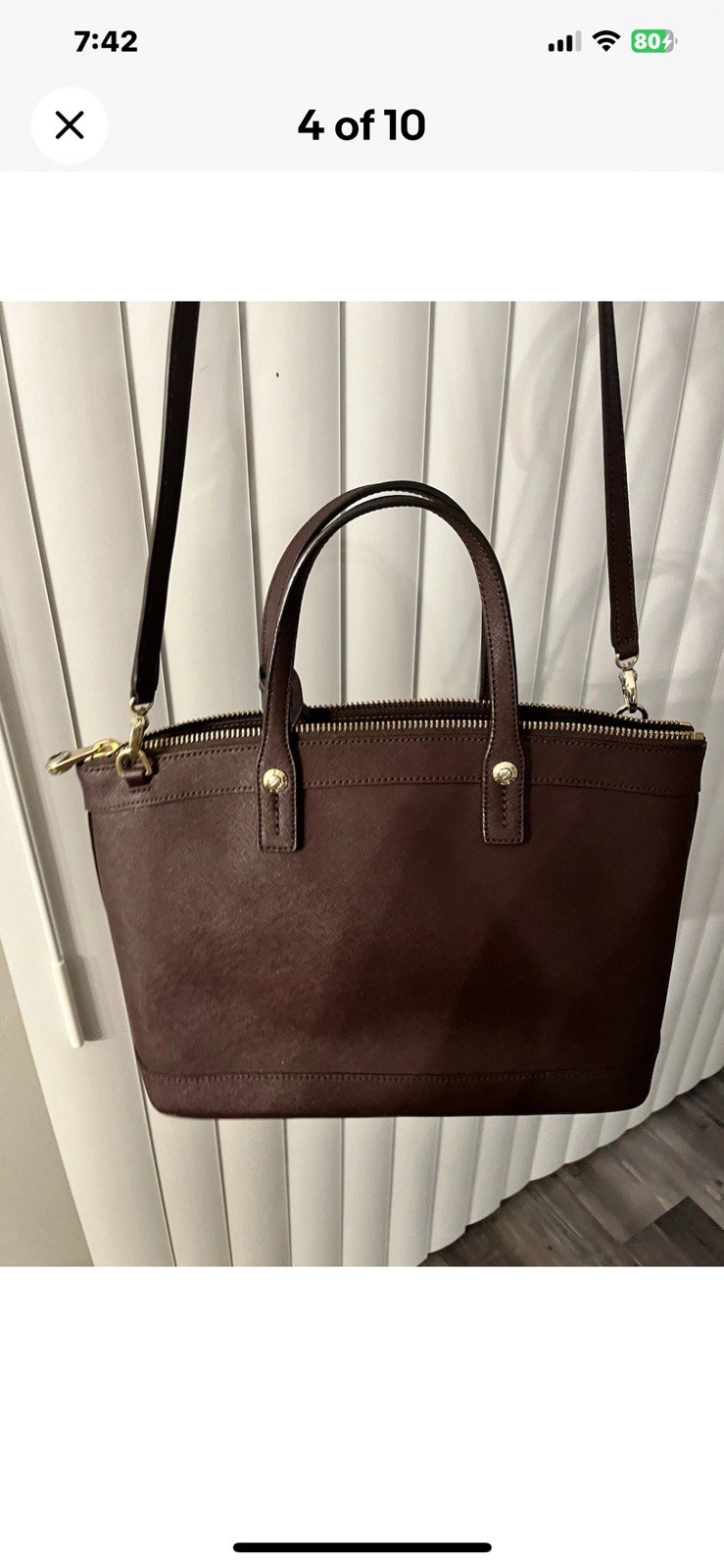 HENRI BENDEL New York Pebbled Leather Crossbody Purse in Burgundy Gold Hardware