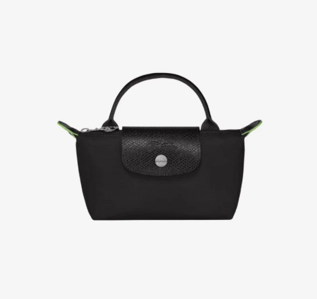 Longchamp Le Pliage Green Handle Pouch Black 34175919001 / Brand New No Tags