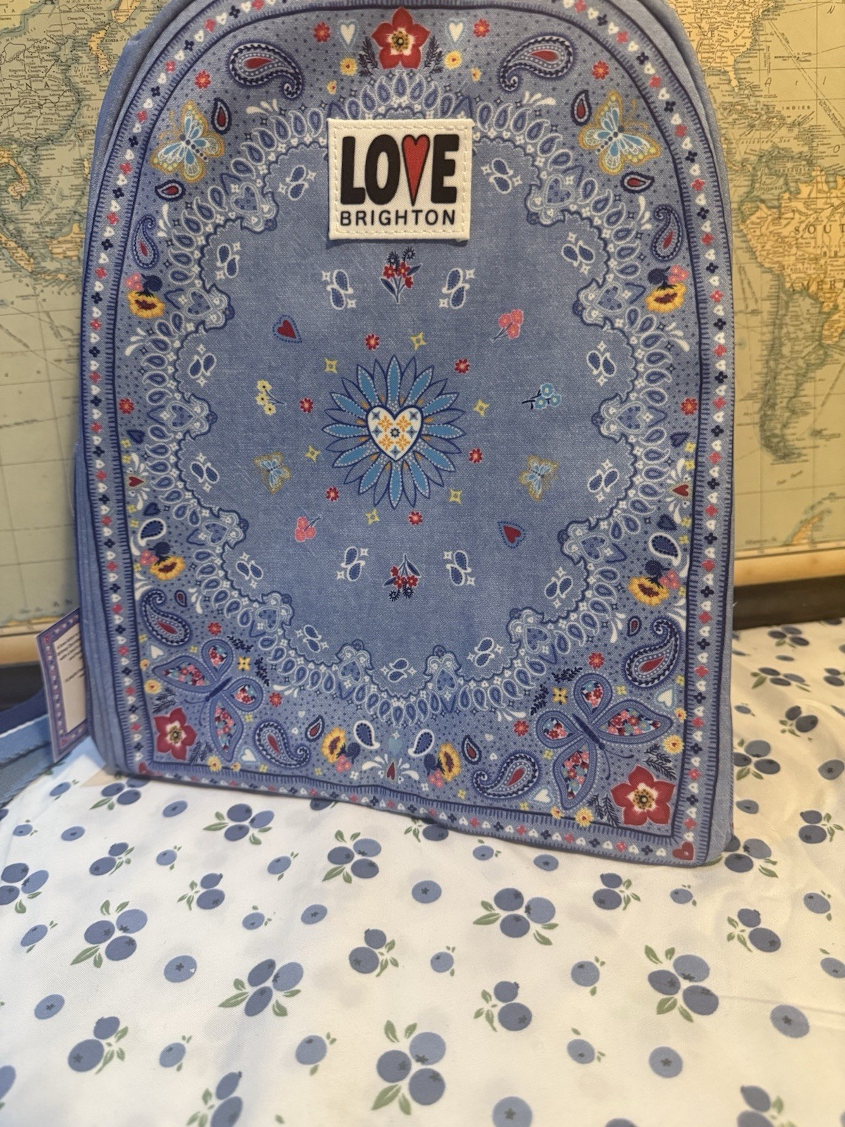 NWT Brighton Women’s Blue Bandana Love Midi Backpack/purse