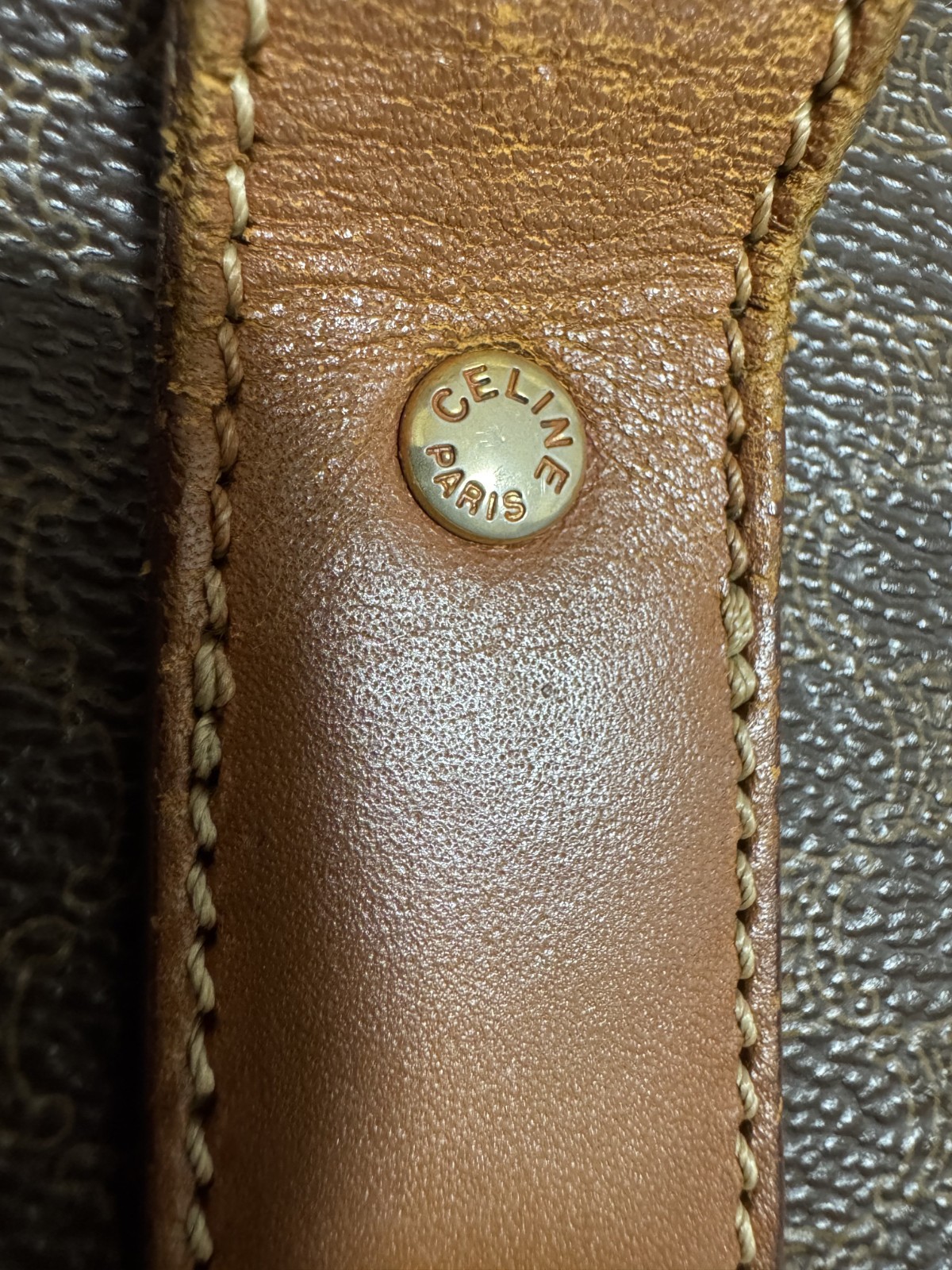 CELINE macadam PVC leather tote bag brown Authentic 0010