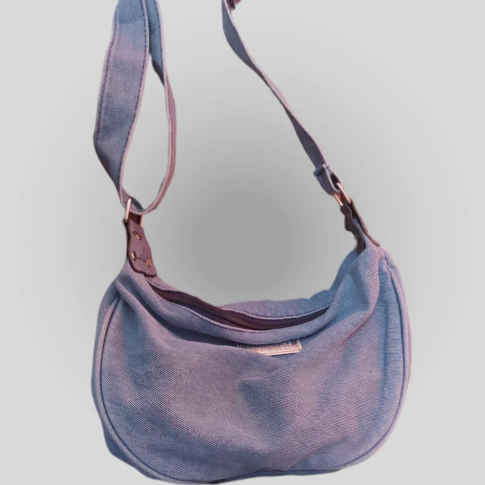 Women Denim Light Blue Crossbody Bag Fanny Pack Vintage Small Casual Style