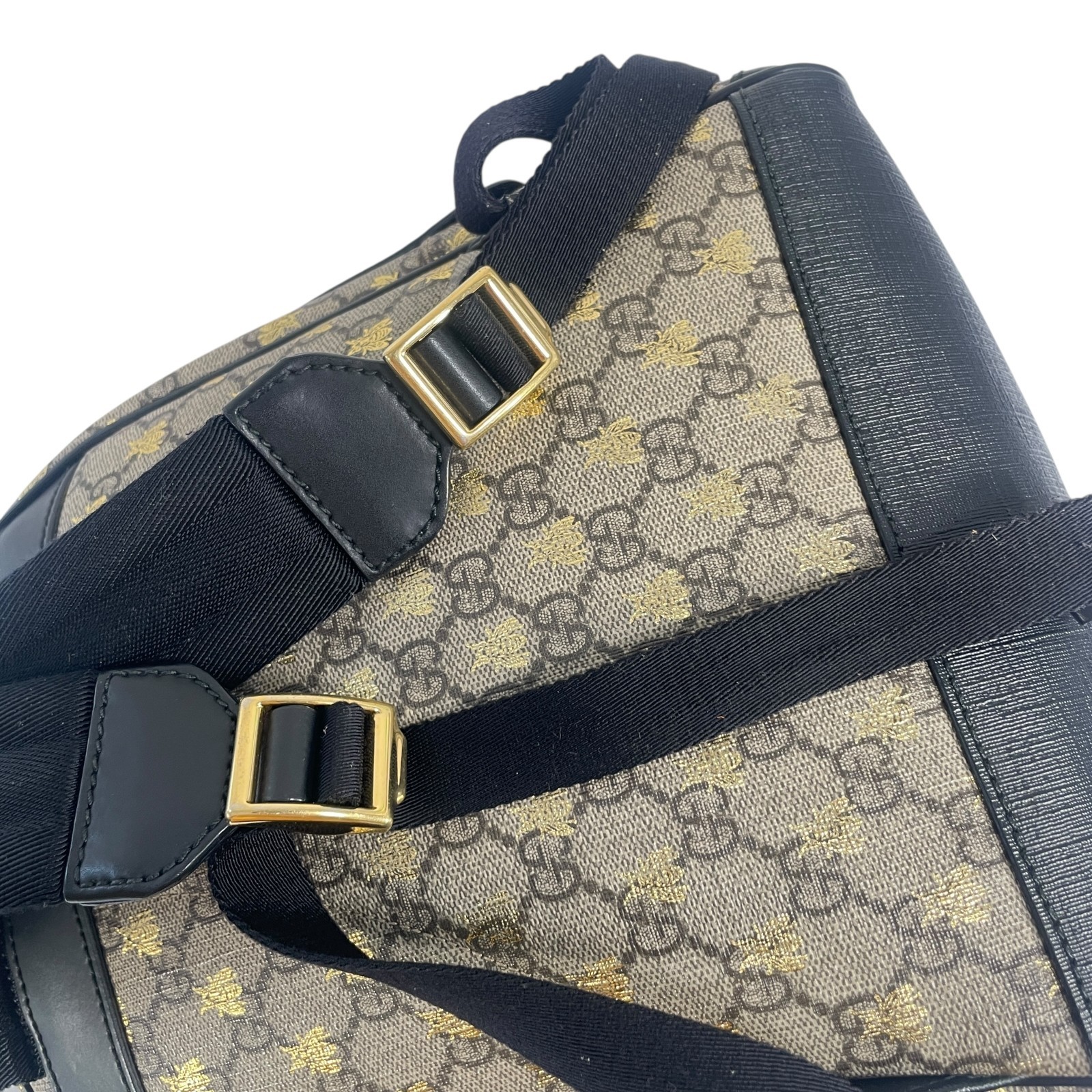 Gucci 427042 GG Supreme Bee Print Backpack Daypack Rucksack Bag Canvas Beige