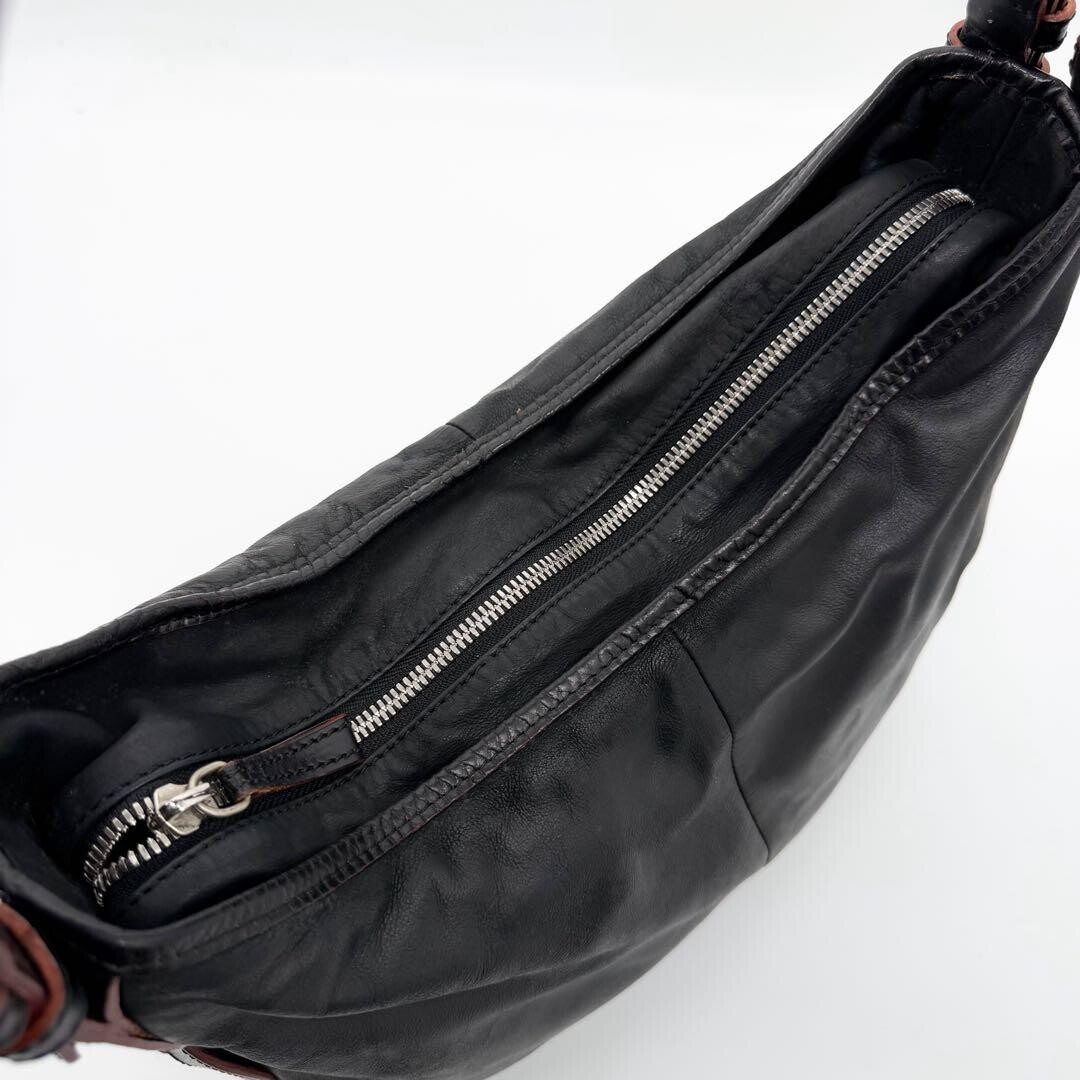 LOEWE One Shoulder Bag Anagram Nappa Leather Black Vintage Authentic From Japan