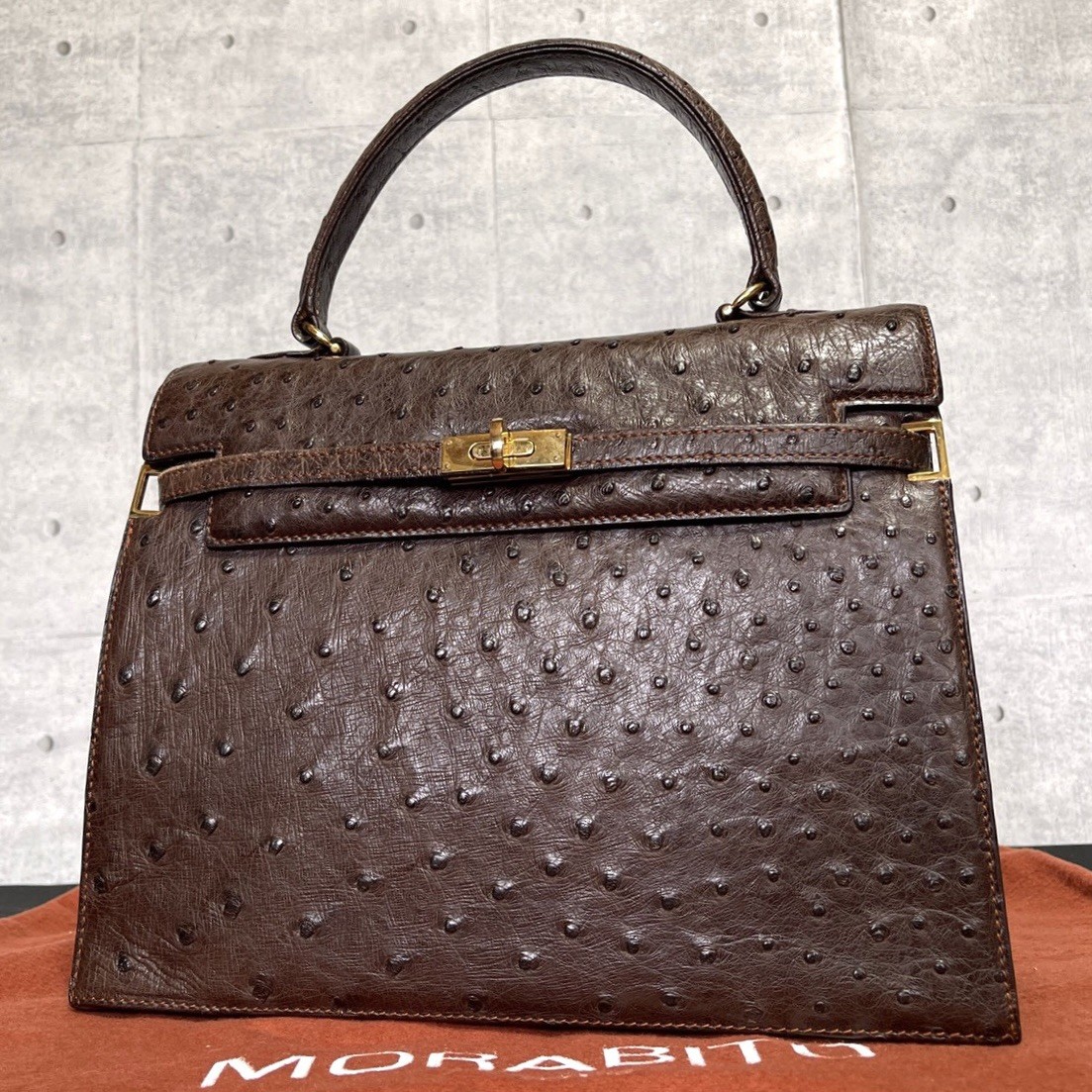 MORABITO Scala 28 Brown Leather Top Handle Bag Gold Hardware