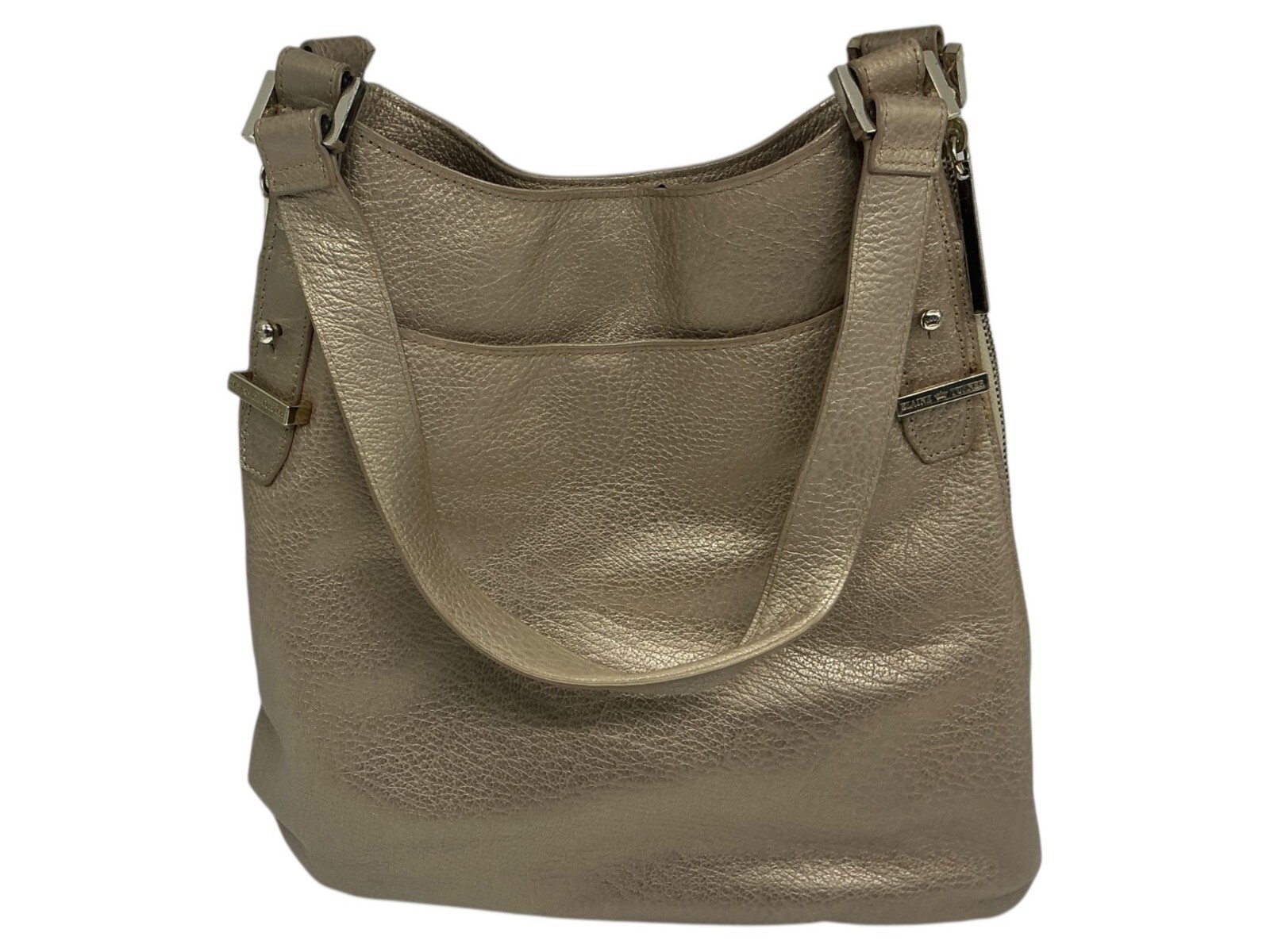 Elaine Turner Metallic Gold Pebbled Leather Large Shoulder Bag