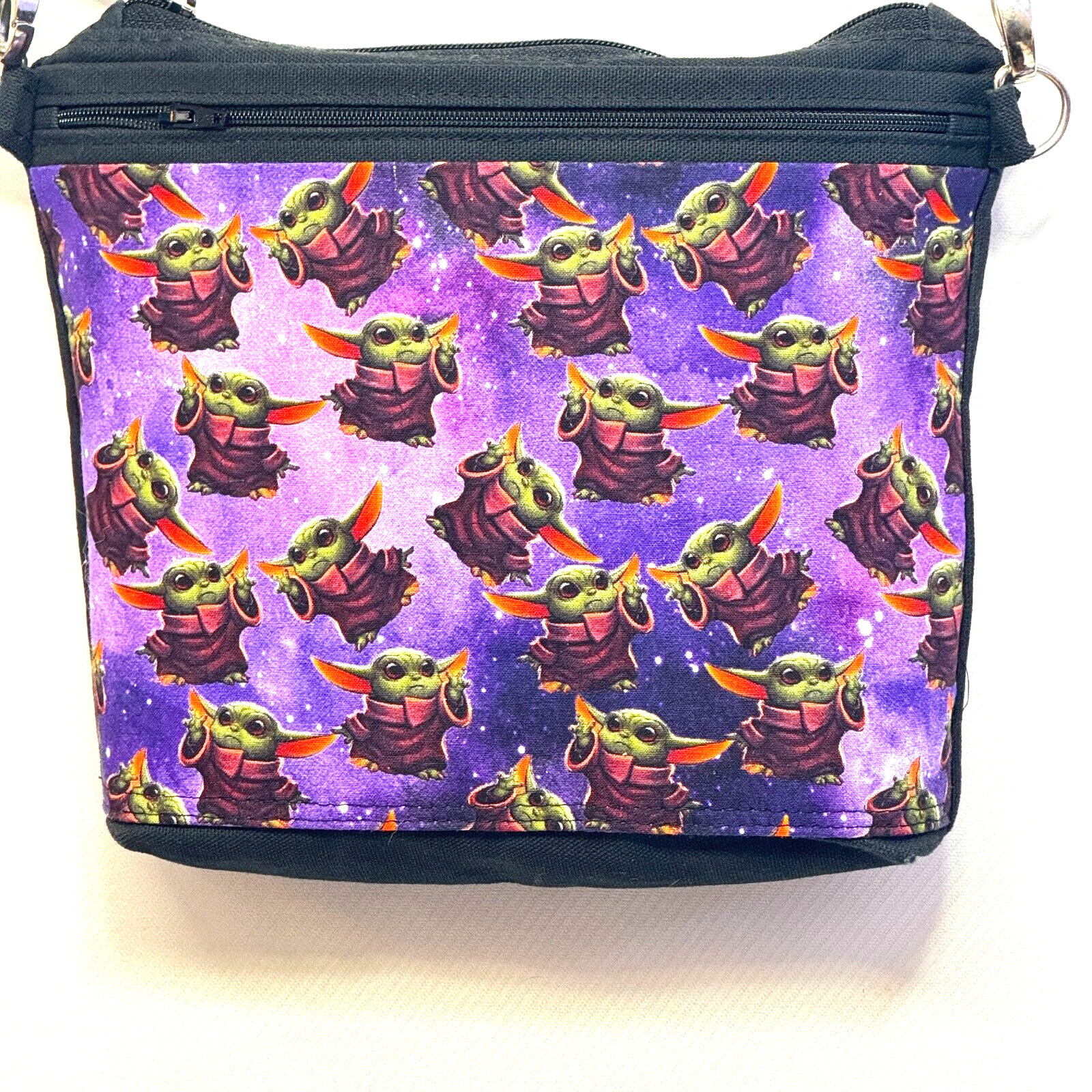 Crossbody Purse Star wars The Child Handmade Fabric Canavs Adjustable Strap 9×9″