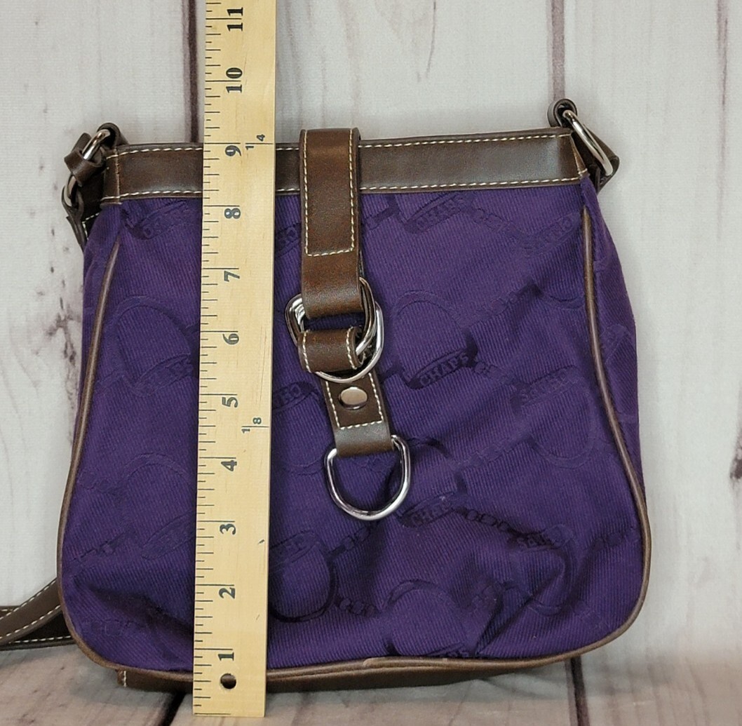 Chaps Small Multi-pocket Crossbody/Shoulderbag Purple/Brown Adjustable Strap