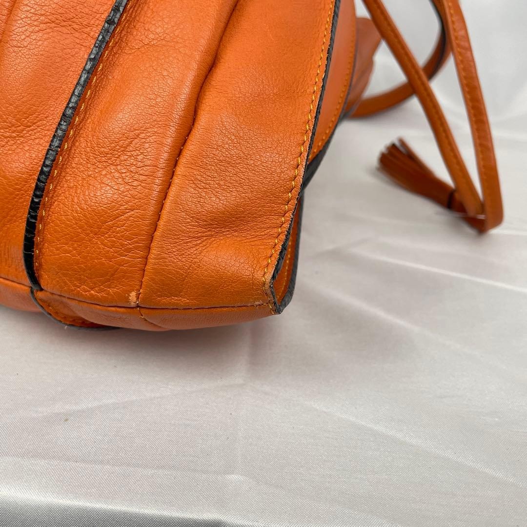 Lupo Barcelona Abanico Pleated Drawstring Hobo Shoulder Bag Brown Camel Leather