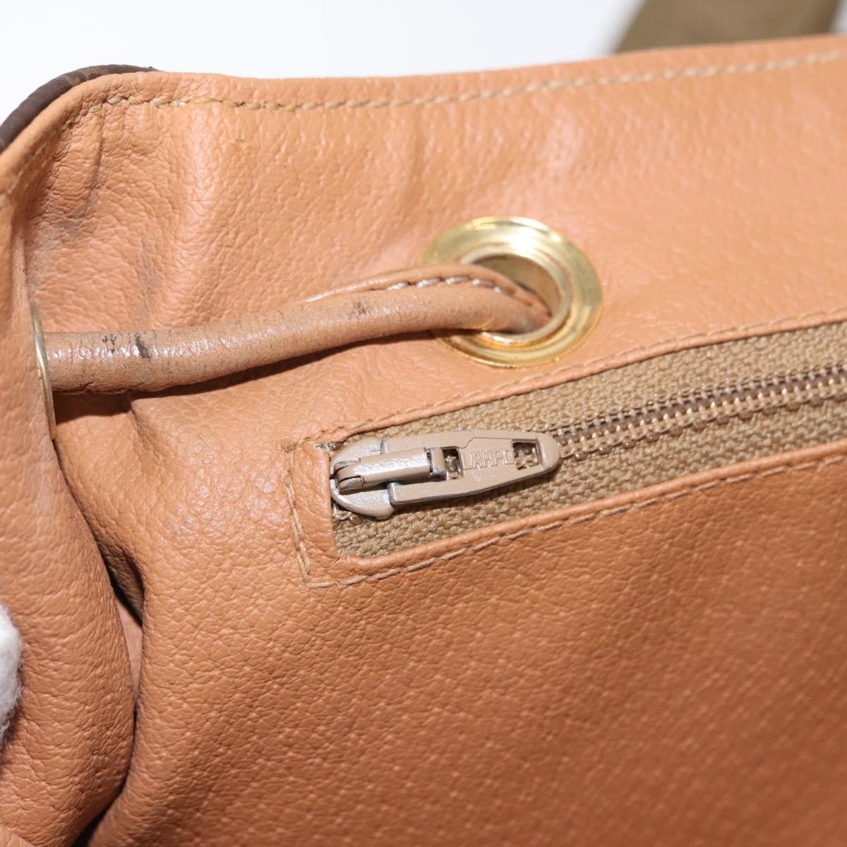 CELINE Macadam Canvas Backpack PVC Leather Brown Gold Auth bs32649