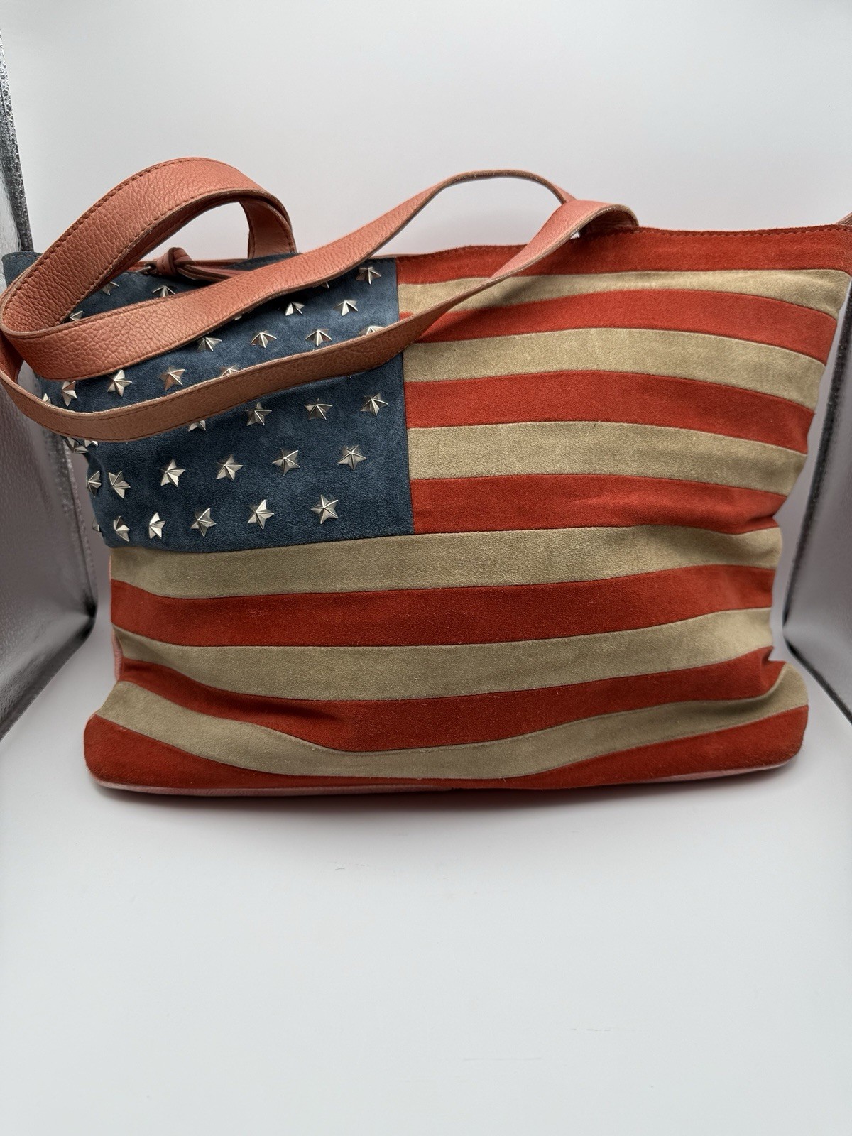 Scully American Flag Leather Tote/Purse/Messenger Bag