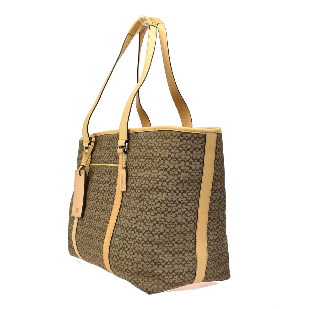 COACH Logo Signature Shoulder Tote Bag Canvas Leather Brown F77012 07BS408