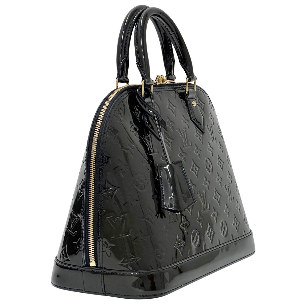 Louis Vuitton Alma PM Monogram Vernis Handbag Blue Dark Blue Gold M91611