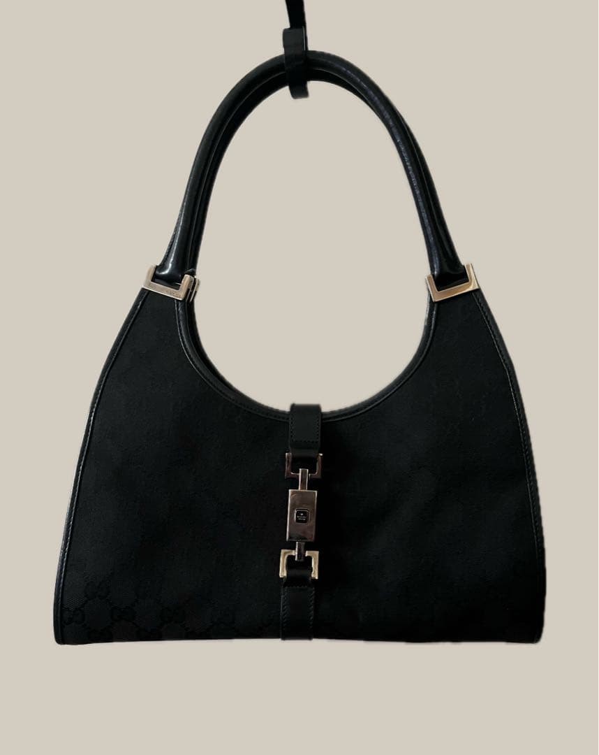 GUCCI Jackie One Shoulder Handbag Black Women Auth 5.90 x 12.20 x 3.74inch