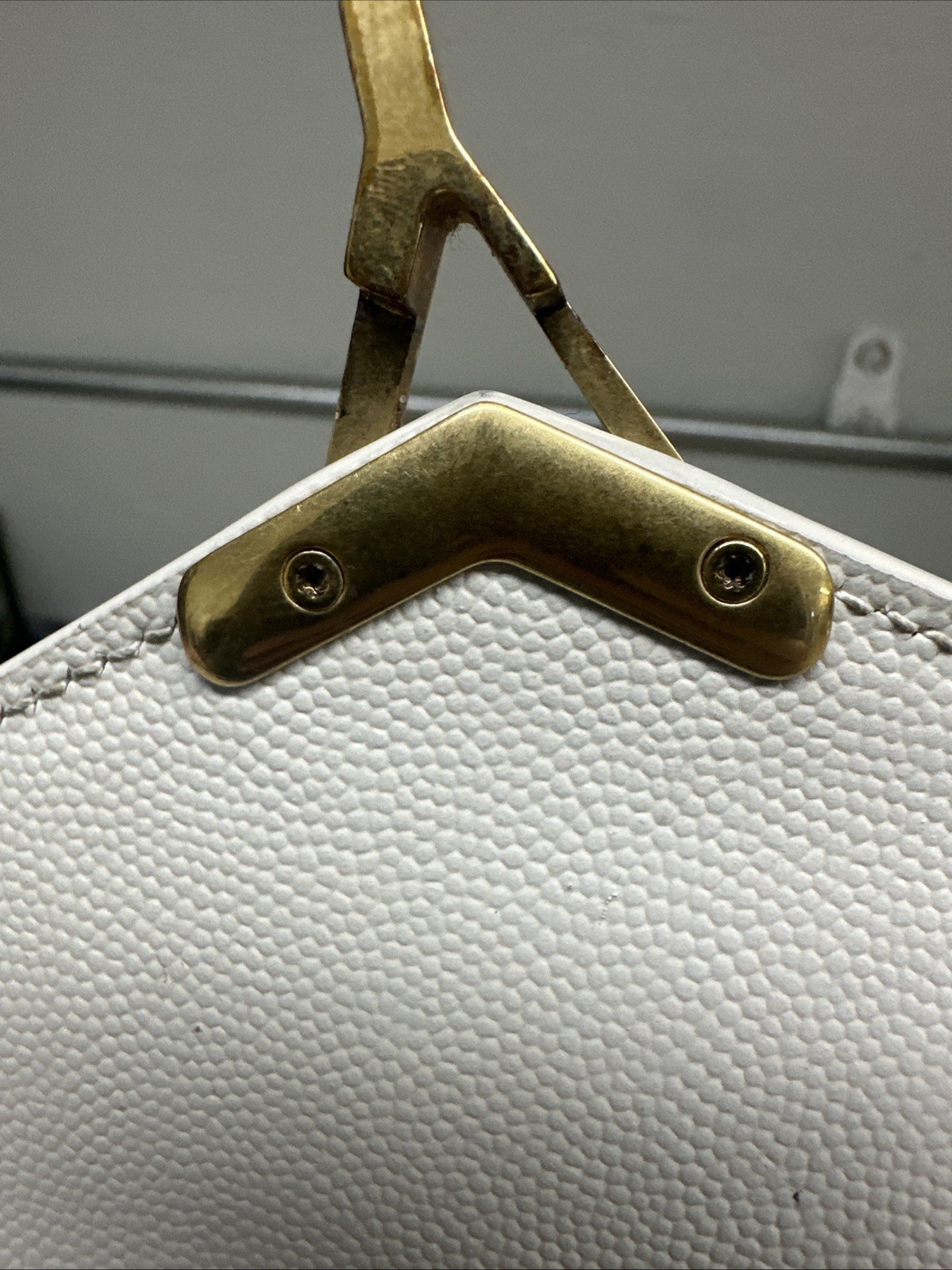 Saint Laurent Cassandra Chain Shoulder Bag Leather White