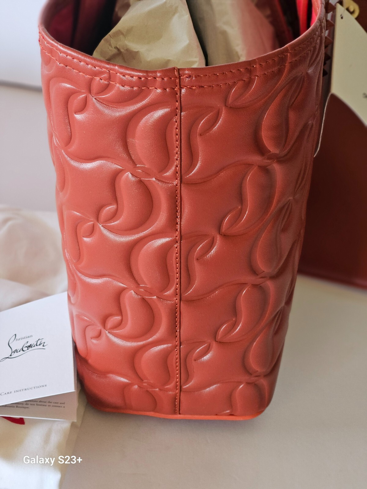 CHRISTIAN LOUBOUTIN Cabata Small Tote Shopper in CL Embossed Nappa Leather