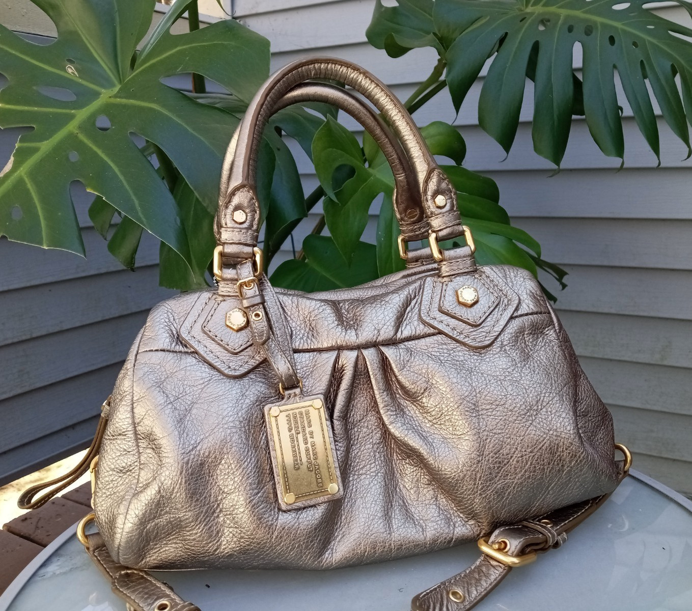 MARC by MARC JACOBS Classic Q Baby Old Gold Leather Satchel Crossbody Rare Color