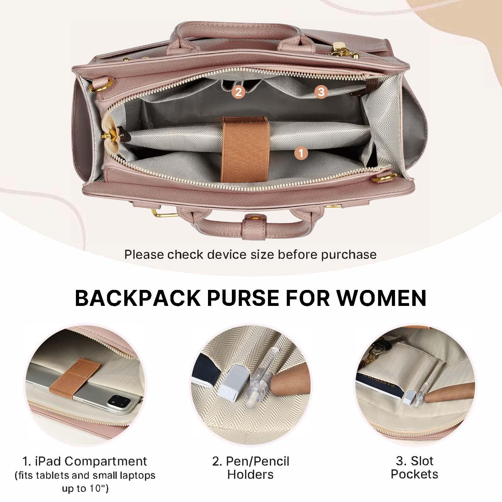Backpack Purse for Women PU Leather Travel Backpack, 4 in 1 Designer Converti…
