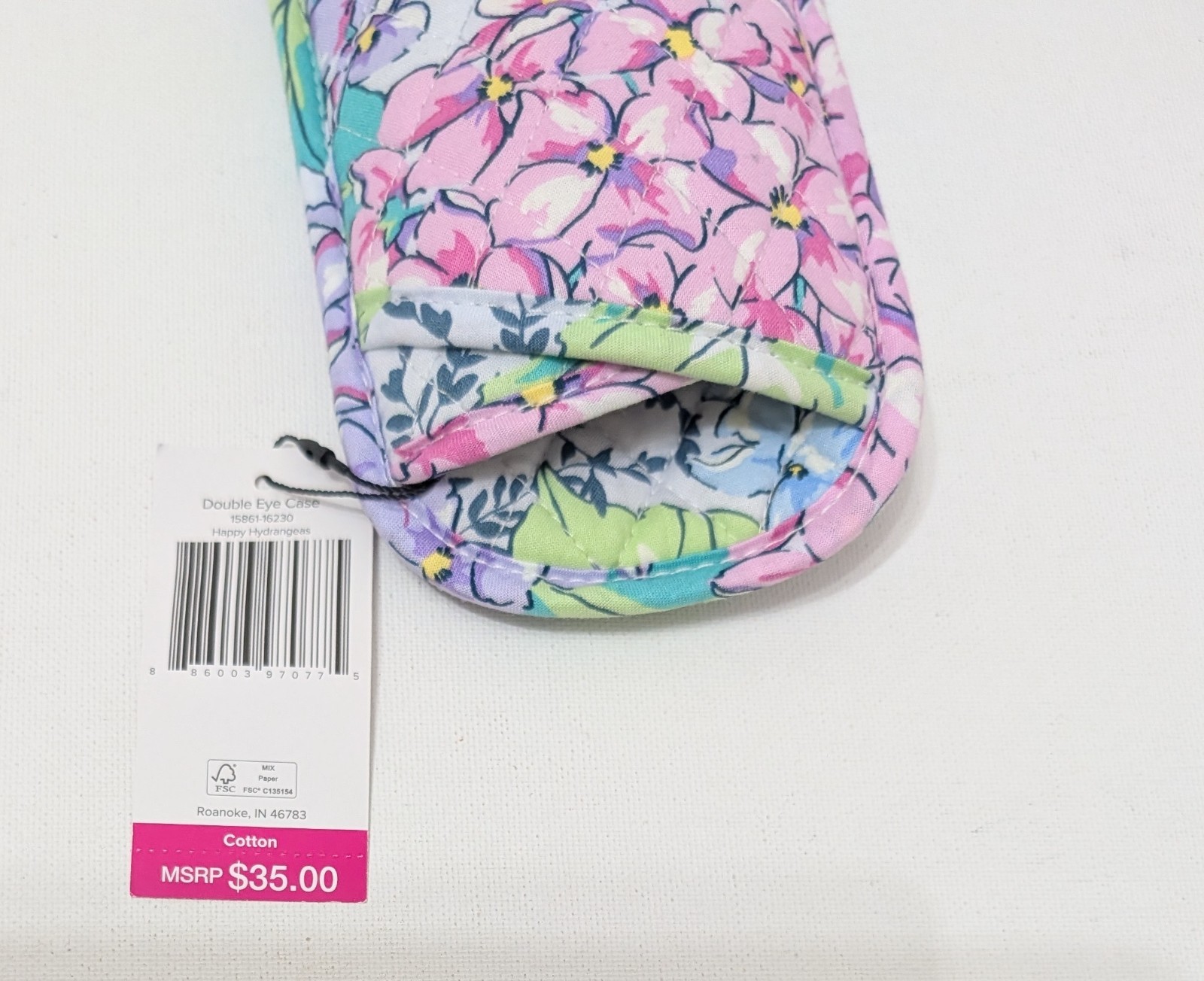 NWT Vera Bradley HAPPY HYDRANGEAS Quilted Double Eye Glass Case