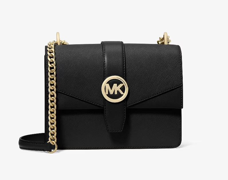 Michael Kors Greenwich Small Saffiano Leather Crossbody Bag Black Gold